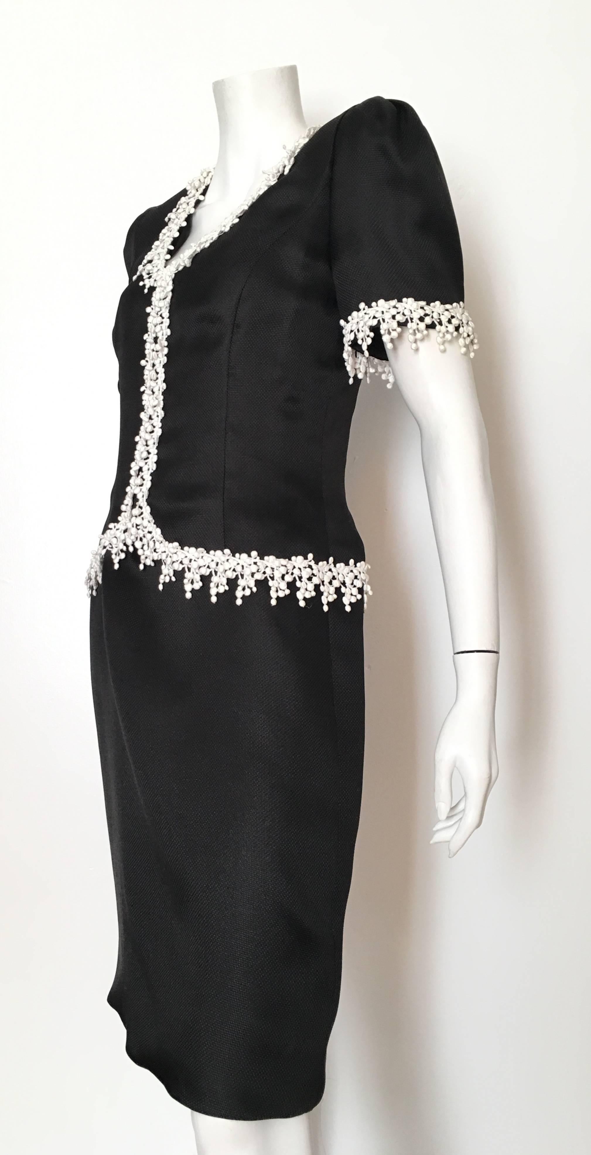 Carolina Herrera 1990s Black Silk Evening Cocktail Dress Size 8. For Sale 2