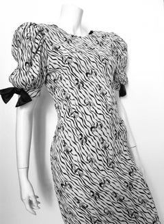 Pierre Cardin 1980s Bow Pattern Evening Dress Size 10.