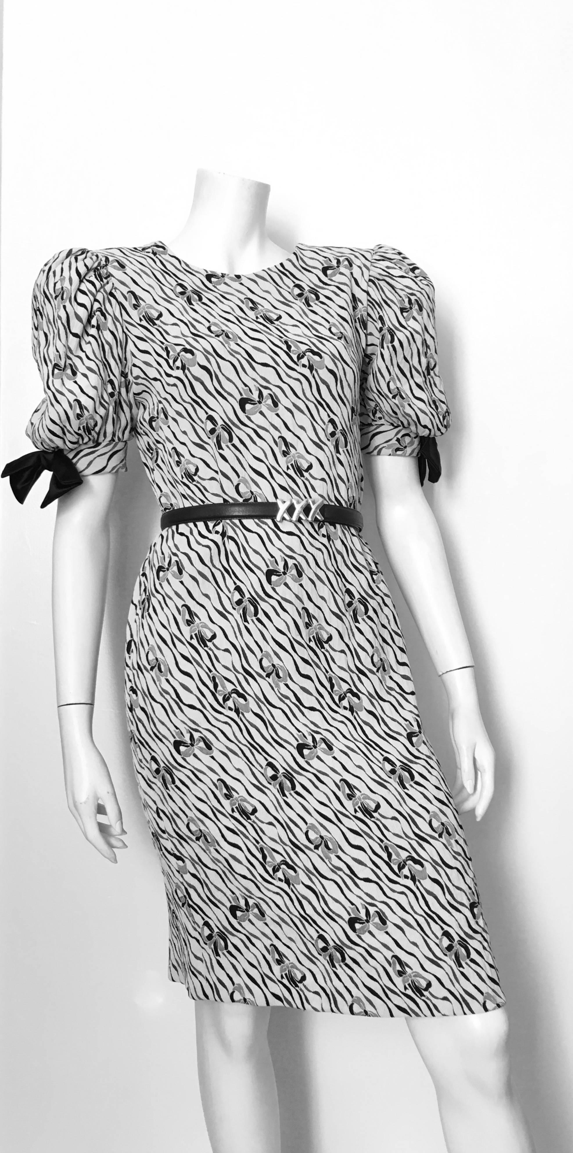 Pierre Cardin 1980s Bow Pattern Evening Dress Size 10. For Sale 1