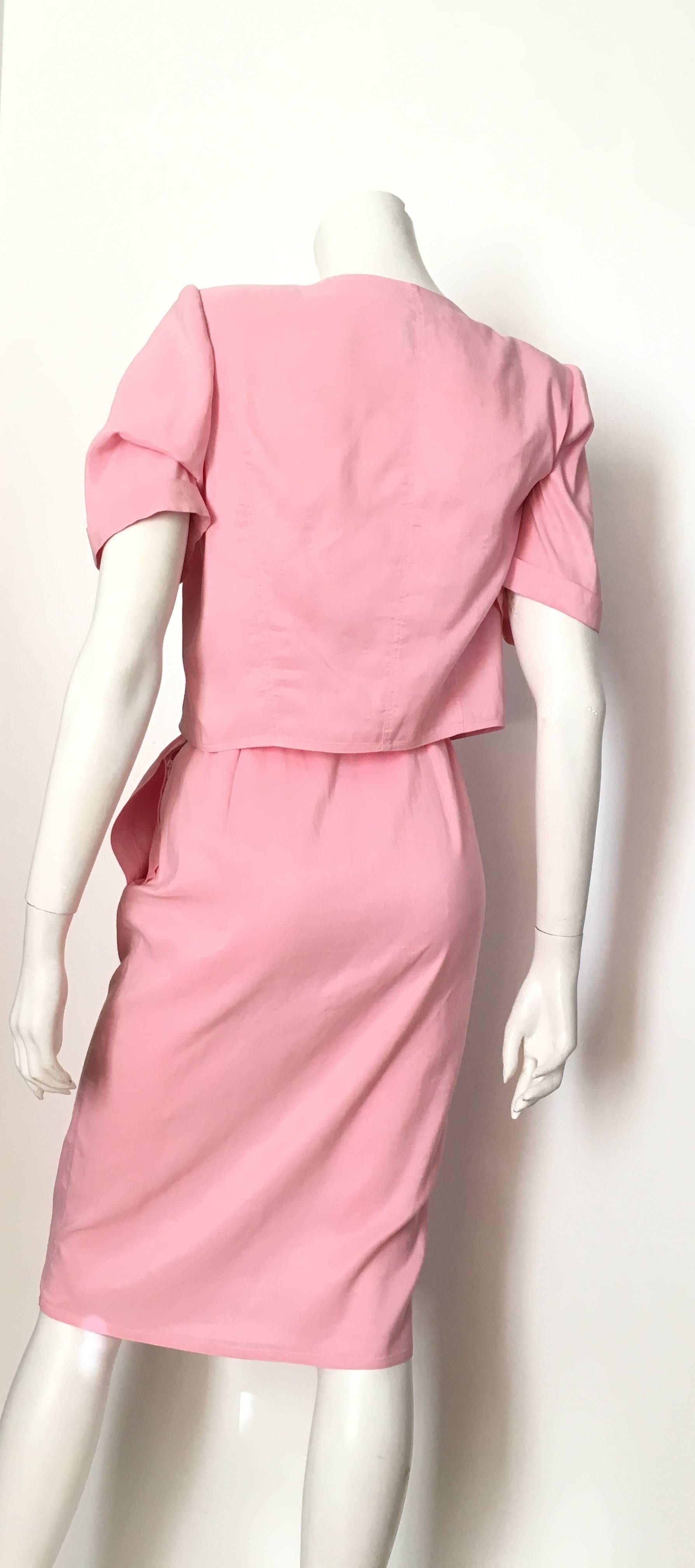 Emanuel Ungaro Pink Cropped Jacket with Skirt Size 4. For Sale 1