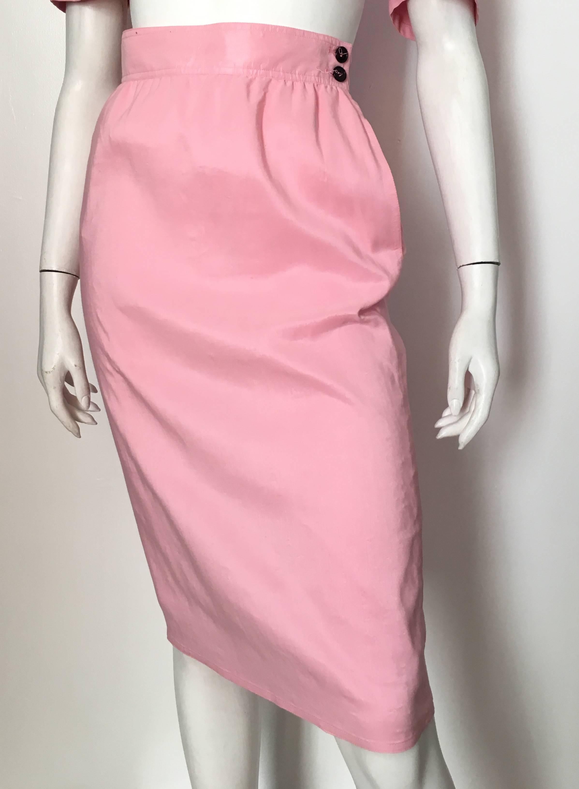 Emanuel Ungaro Pink Cropped Jacket with Skirt Size 4. For Sale 3