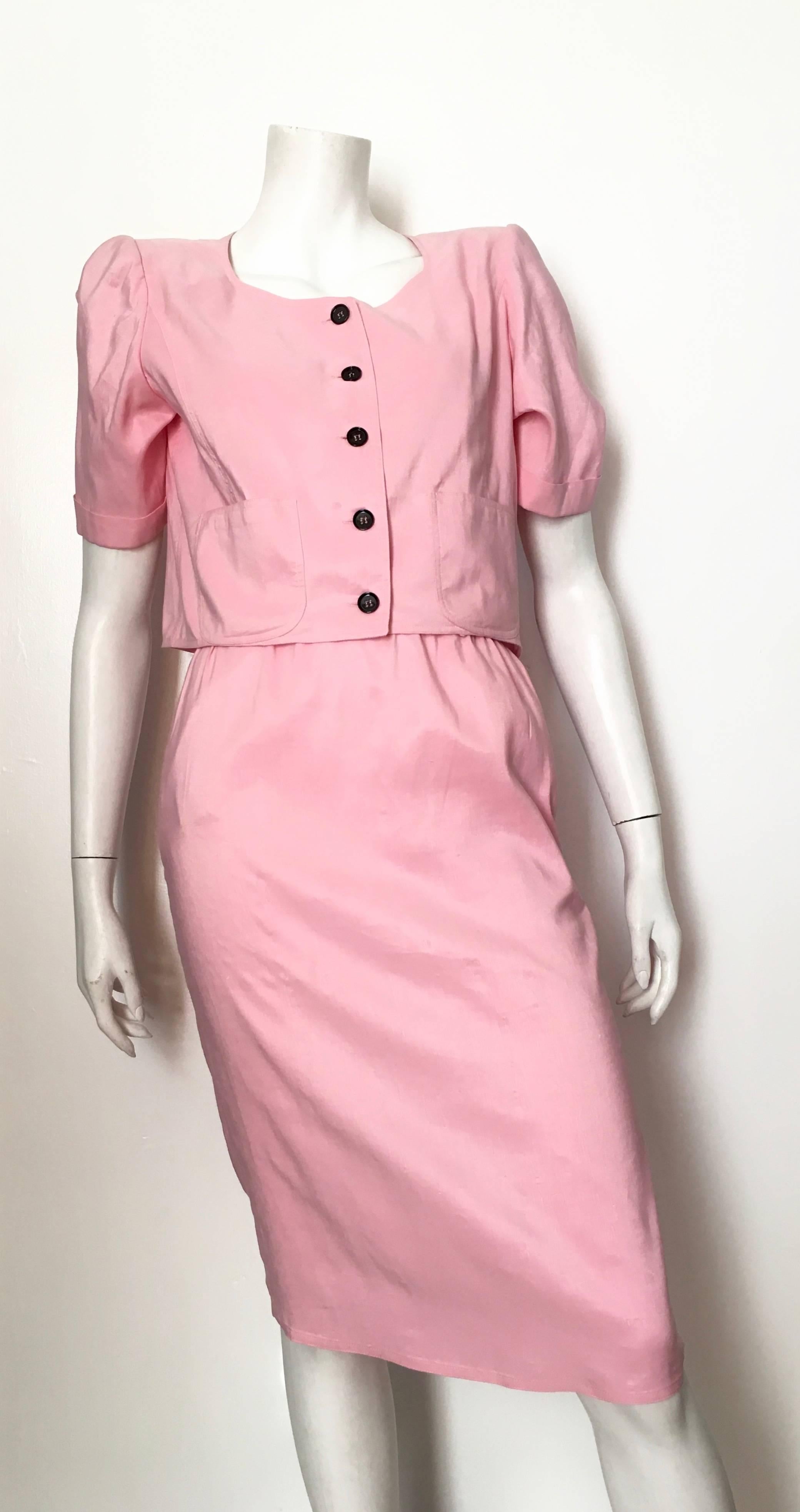 Emanuel Ungaro Pink Cropped Jacket with Skirt Size 4. For Sale 4