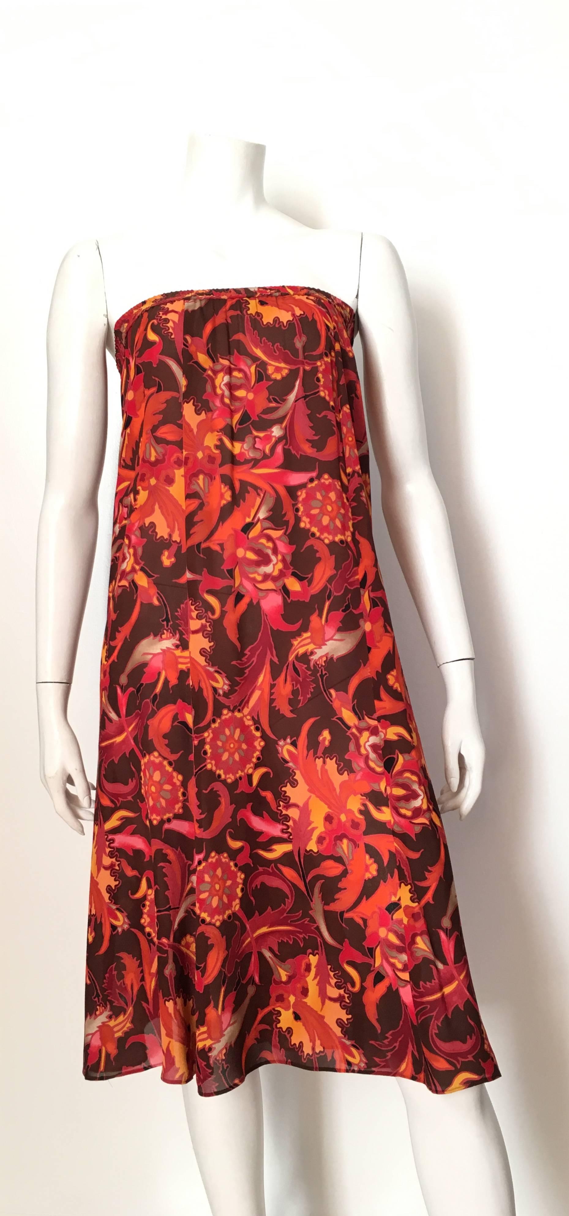 Diane Von Furstenberg 1980s Silk Floral Vest & Skirt Set Size Small. For Sale 2