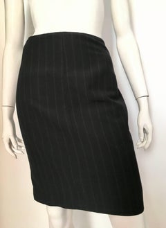 Jean Paul Gaultier Black Wool Striped Pencil Skirt Size 4.