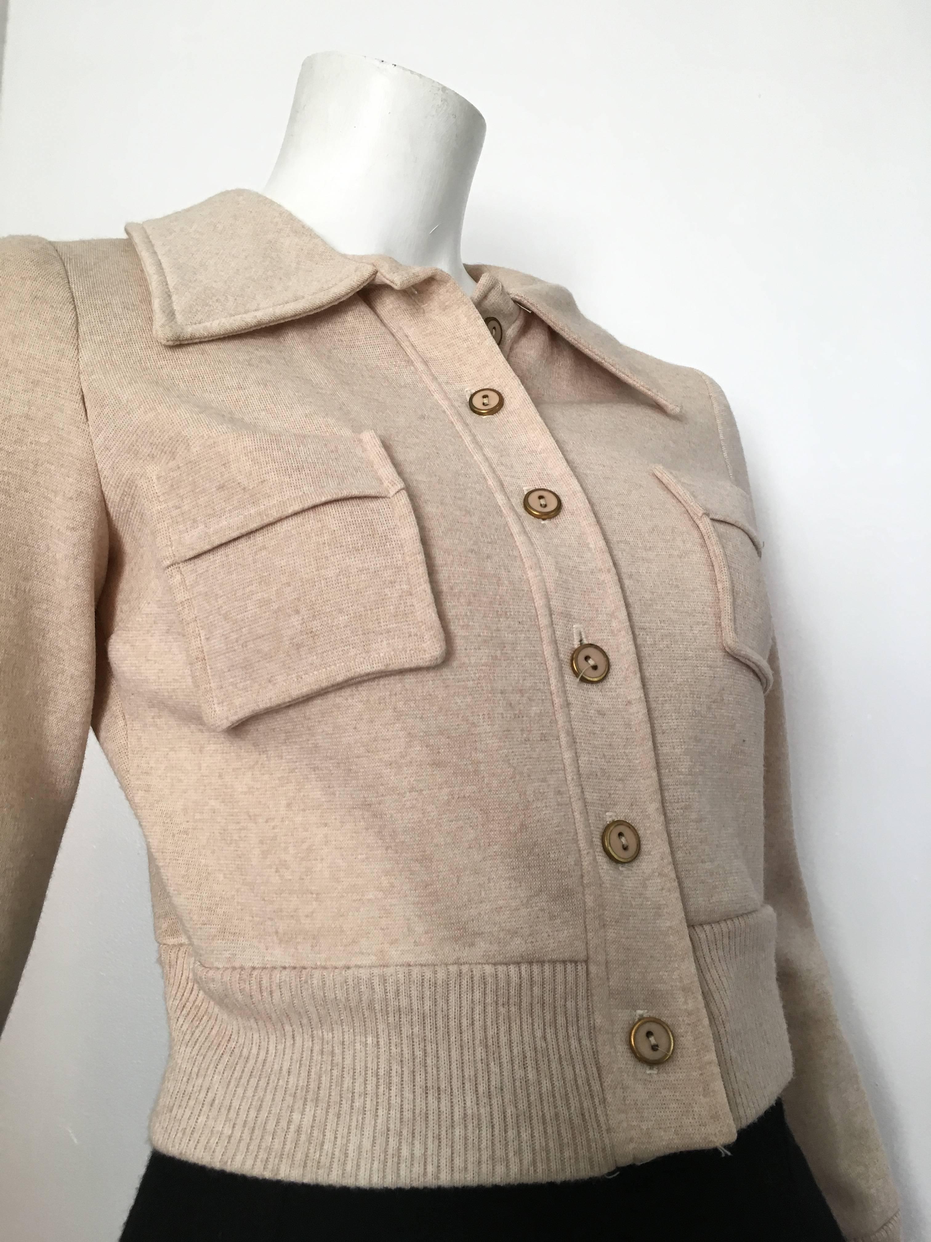 Neiman Marcus Tan Cropped Knit Jacket, 1960s  1