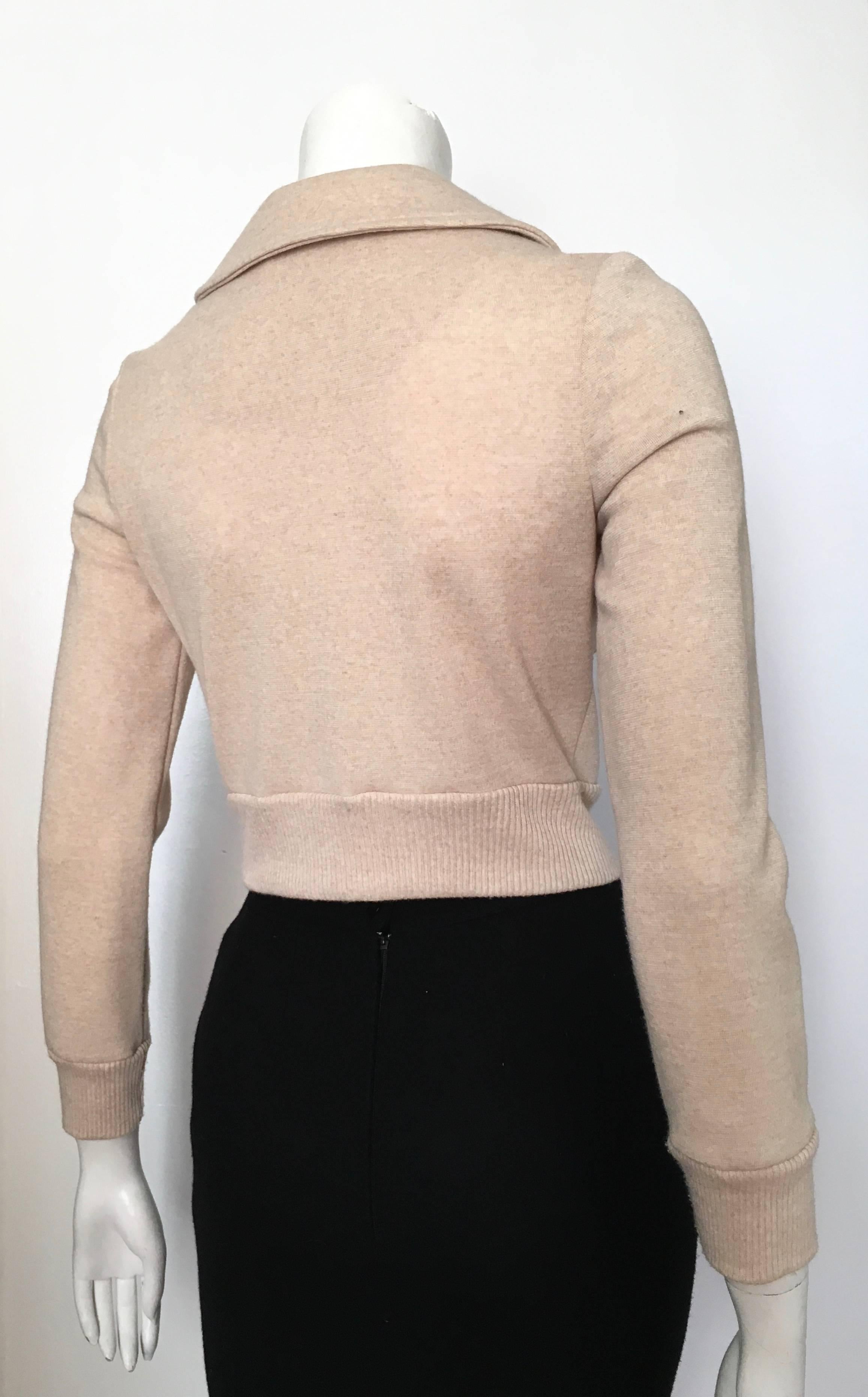 Beige Neiman Marcus Tan Cropped Knit Jacket, 1960s 