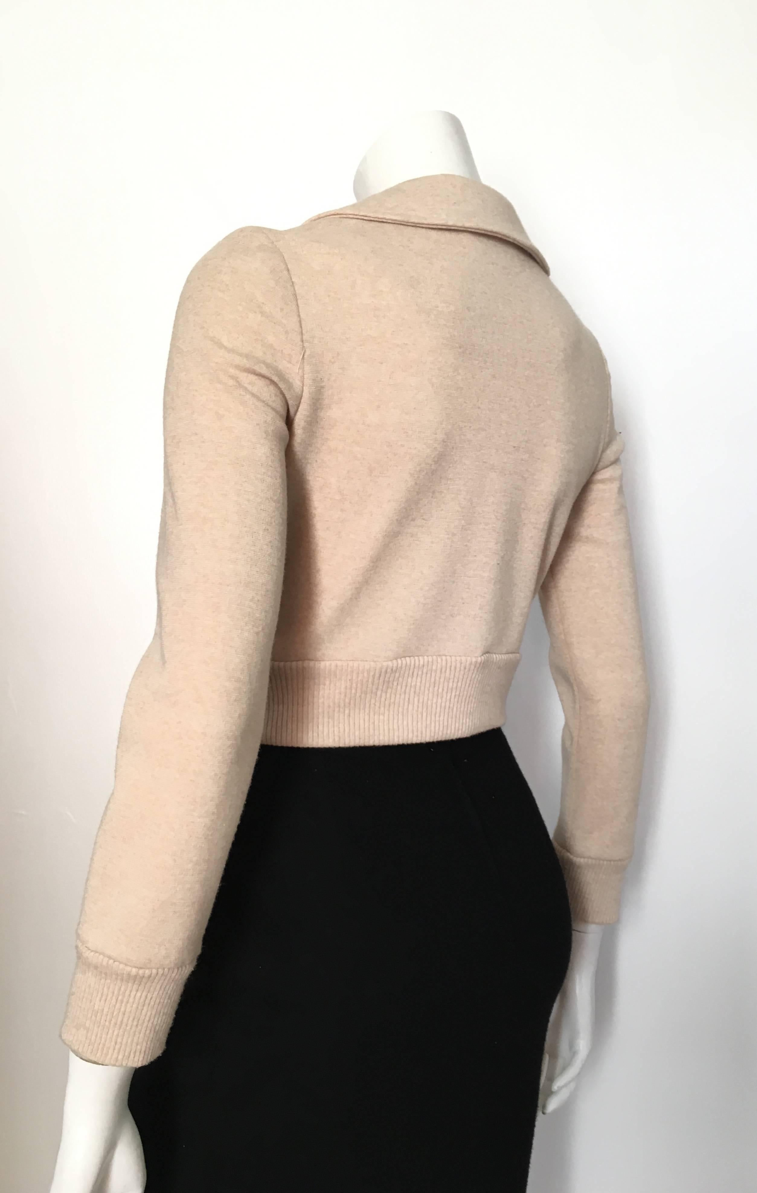 Neiman Marcus Tan Cropped Knit Jacket, 1960s  In Excellent Condition In Atlanta, GA