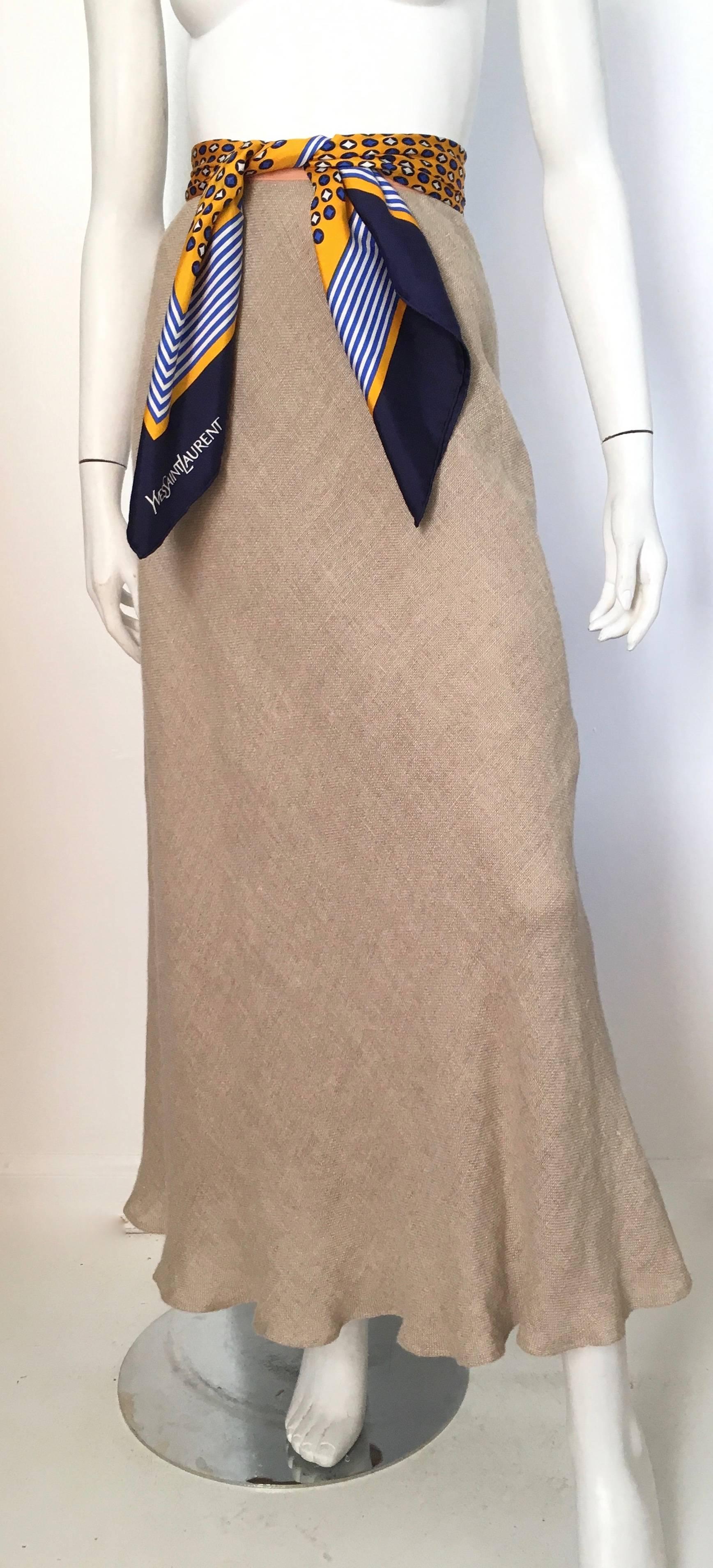 Ralph Lauren Purple Label Collection Khaki Linen Jacket & Skirt Set Size 4. For Sale 1