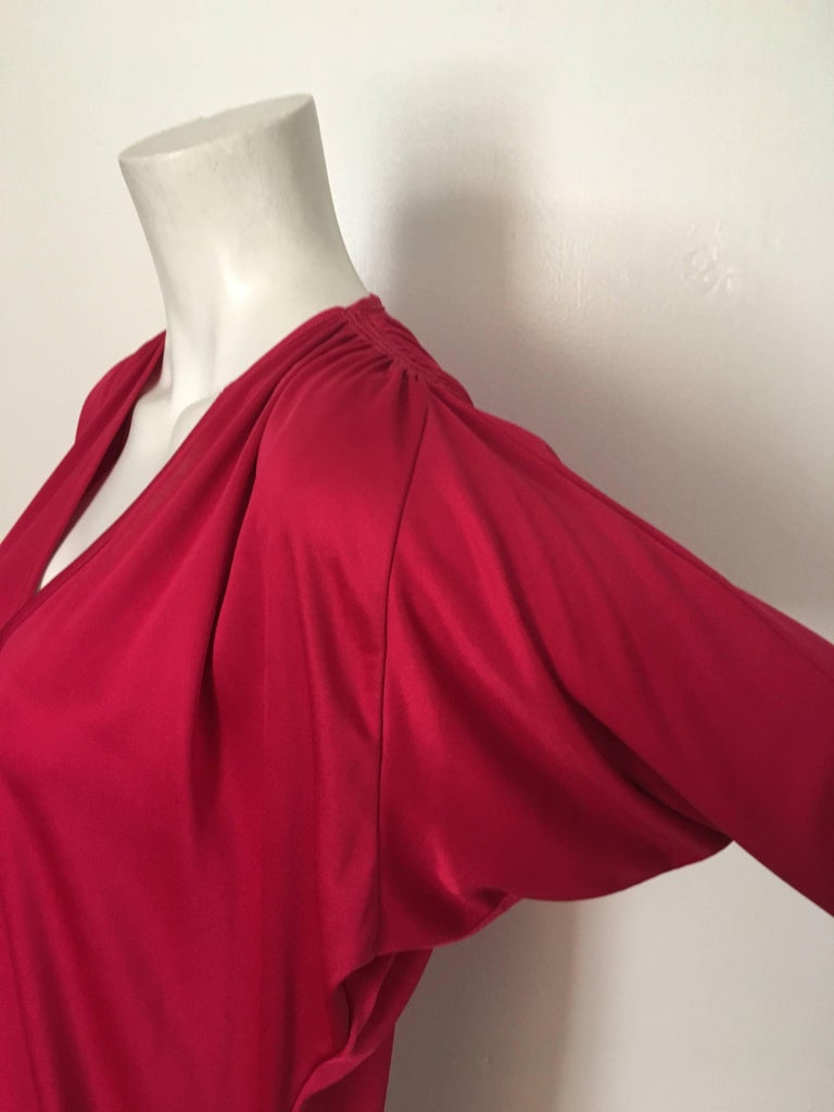Swirl 1980s Raspberry Evening Dress Gown Size 6. For Sale at 1stDibs