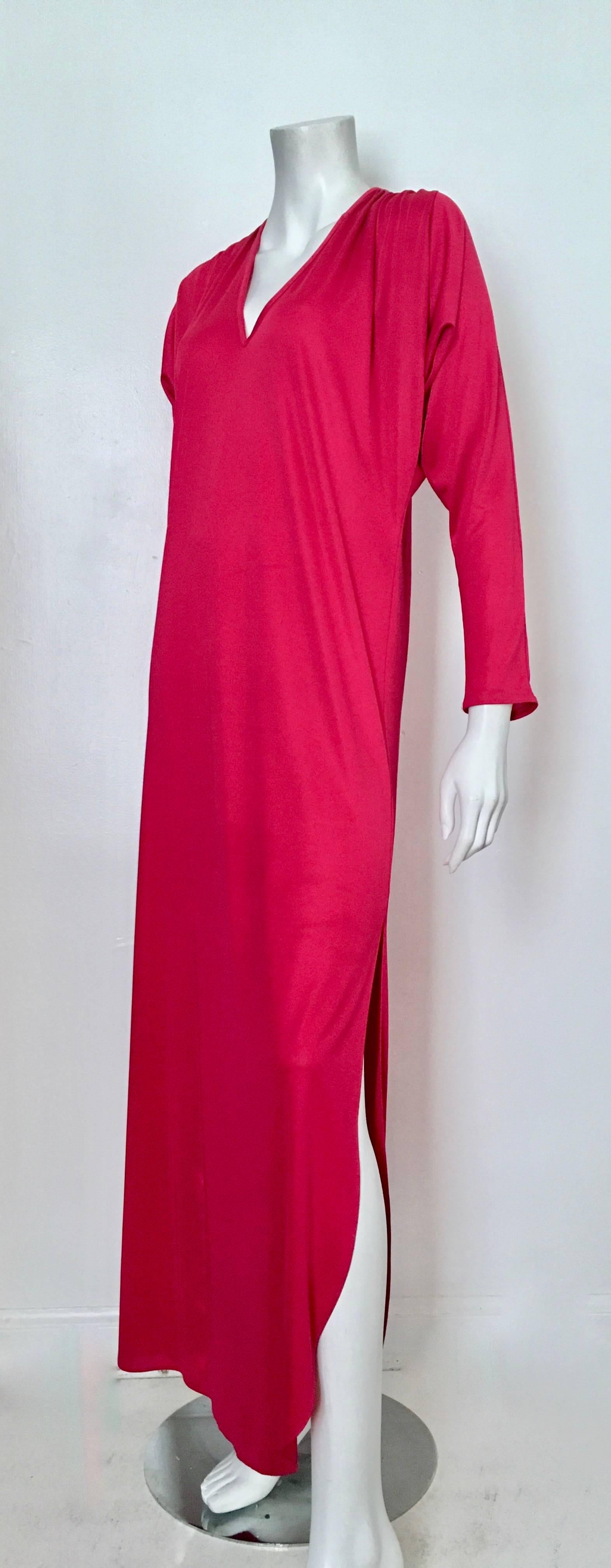Swirl 1980s Raspberry Evening Dress Gown Size 6.  For Sale 2