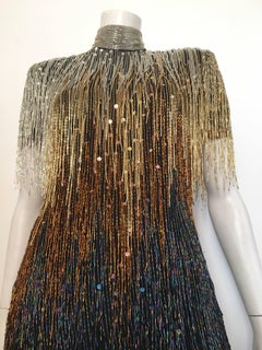 Naeem Khan Riazee Flapper Fringed Beaded Sequin Evening Cocktail Dress Size 6.