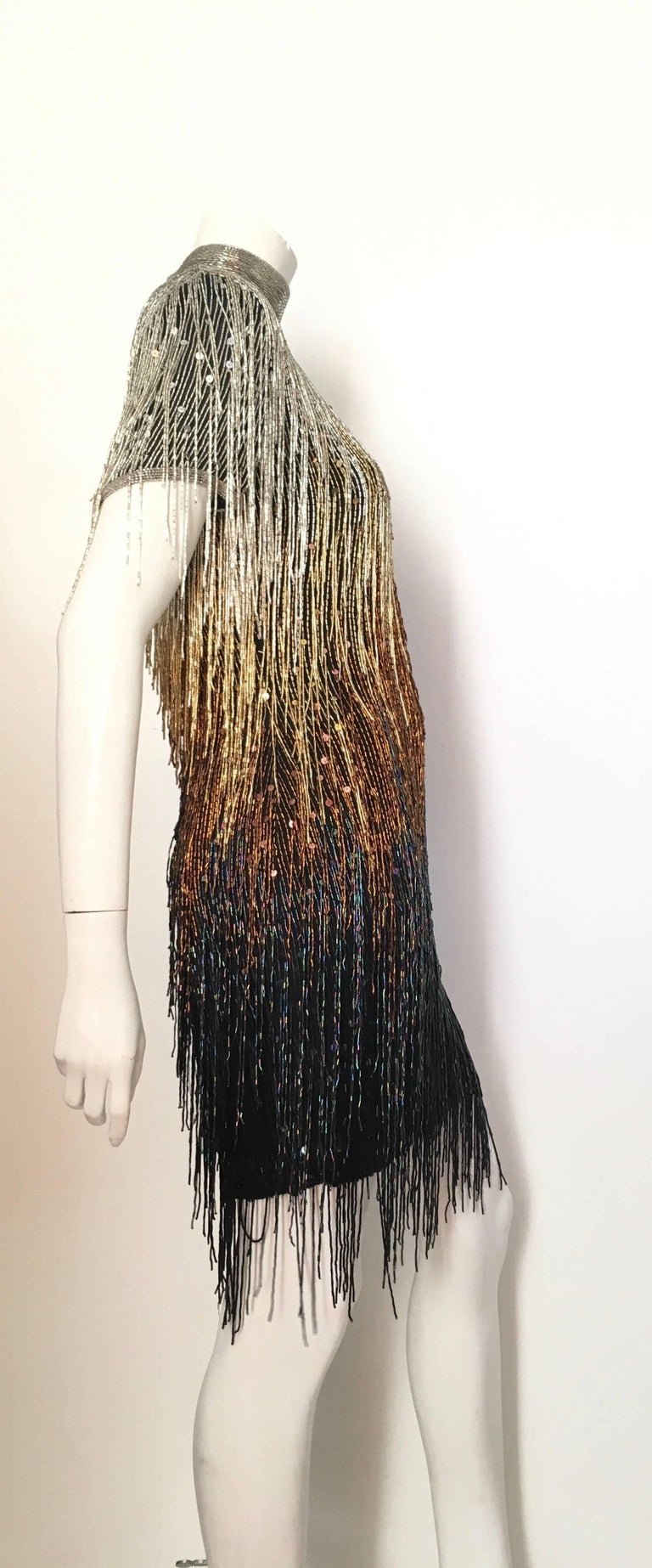 Naeem Khan Riazee Flapper Fringed Beaded Sequin Evening Cocktail Dress Size  6. at 1stDibs | naeem khan gatsby dress, naeem khan fringe dress, flapper fringe  dress