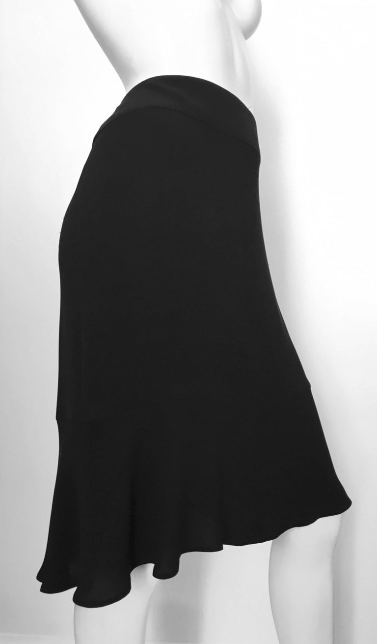 Chanel Black Silk Skirt Size 12 / 44. For Sale at 1stDibs