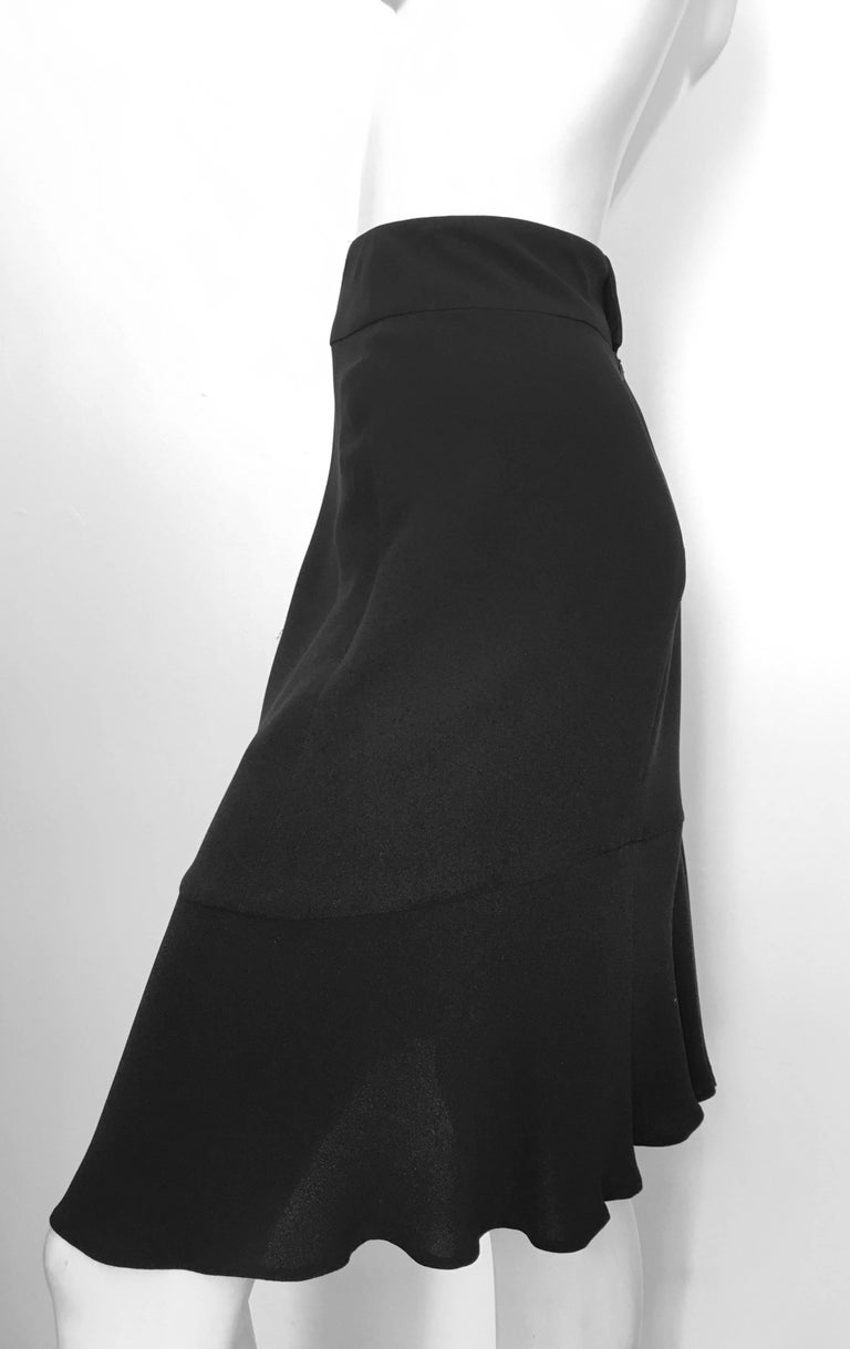 Chanel Black Silk Skirt Size 12 / 44. For Sale at 1stDibs