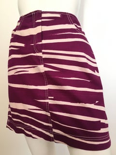 Oscar de la Renta Cotton Stretch Zebra Mini Skirt with Pockets Size 8.