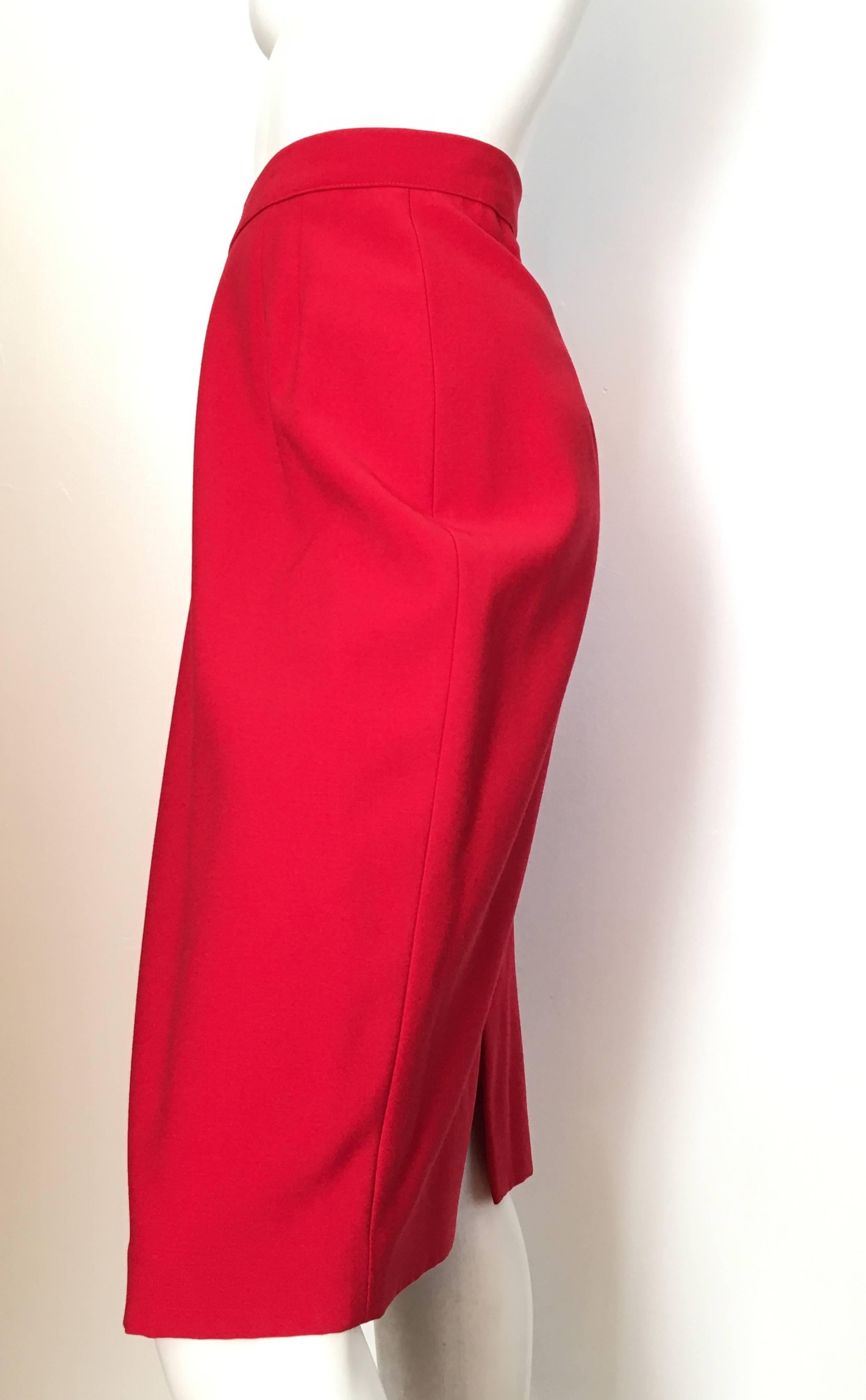 Valentino Red Wool Skirt Size 12. For Sale 1