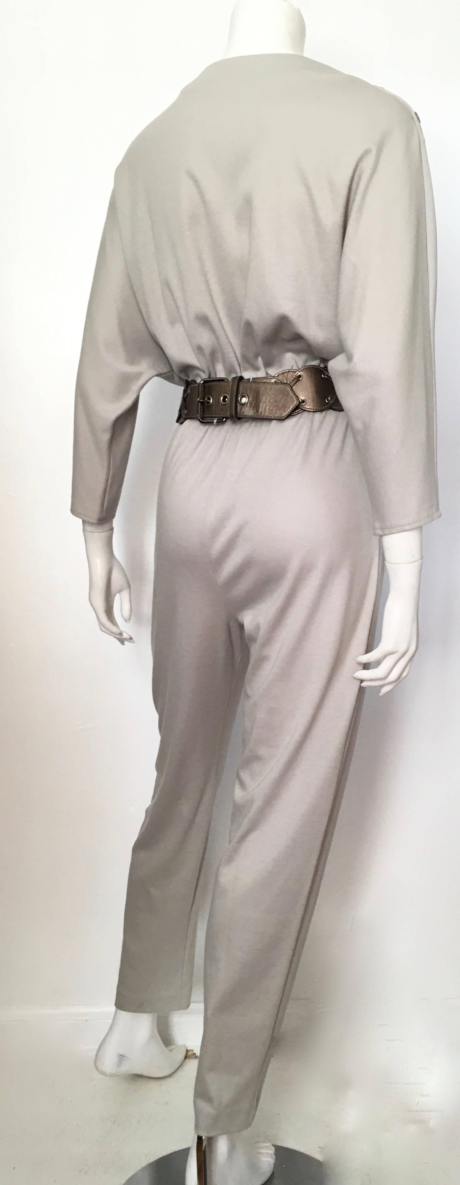 Women's or Men's Jean St. Germain 1980s Cotton Grey Jumpsuit with Pockets Size 4 / 6.  For Sale