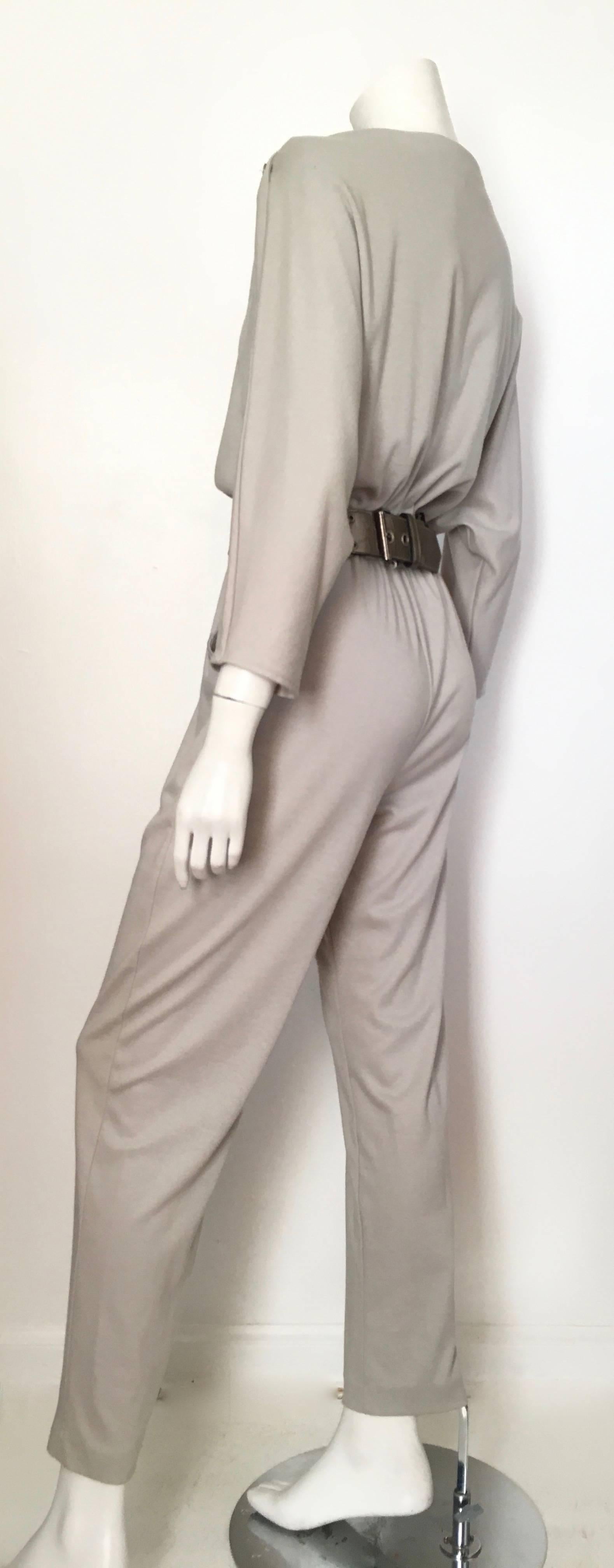 Jean St. Germain 1980s Cotton Grey Jumpsuit with Pockets Size 4 / 6.  For Sale 1