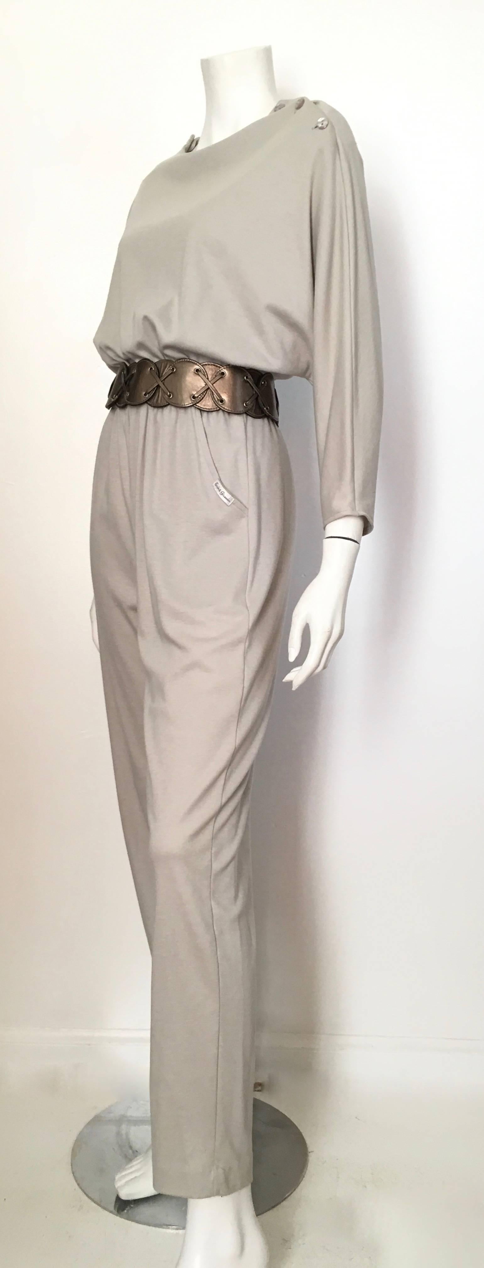 Jean St. Germain 1980s Cotton Grey Jumpsuit with Pockets Size 4 / 6.  For Sale 2
