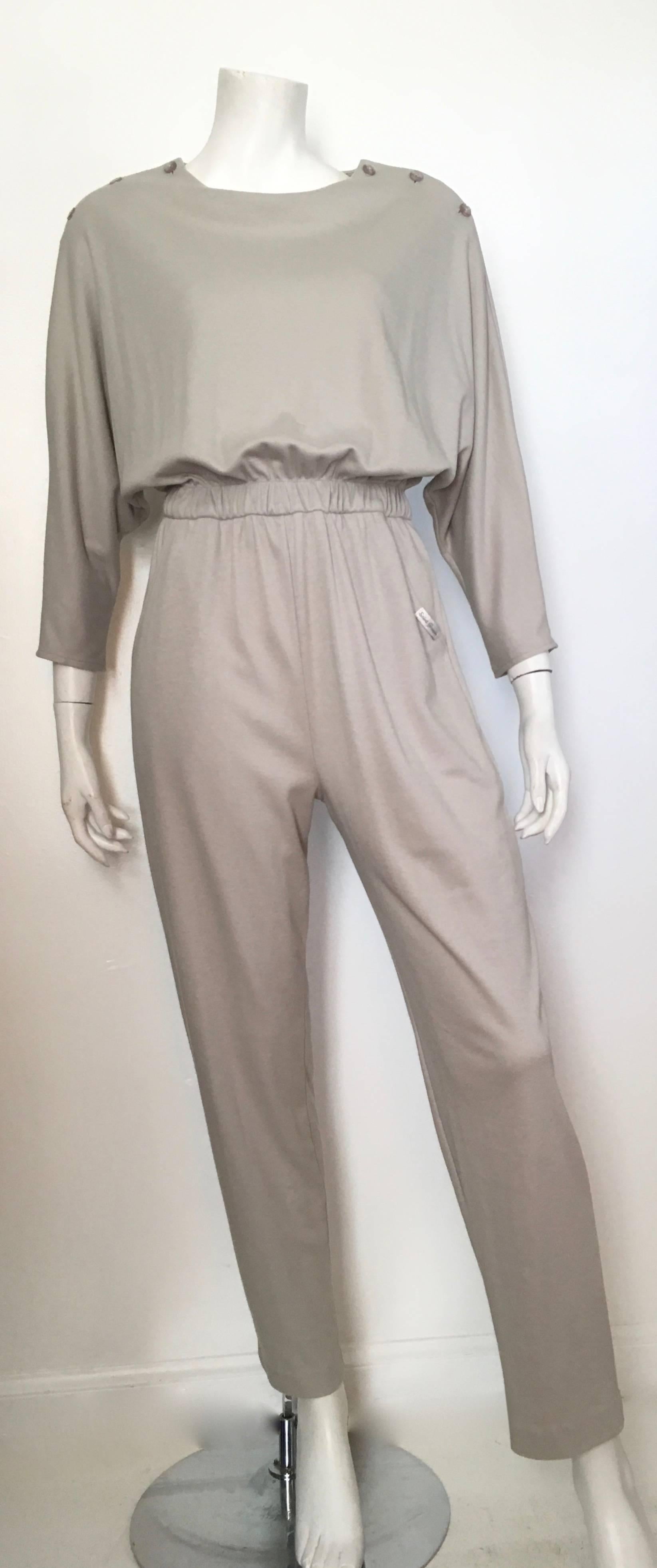 Jean St. Germain 1980s Cotton Grey Jumpsuit with Pockets Size 4 / 6.  For Sale 4