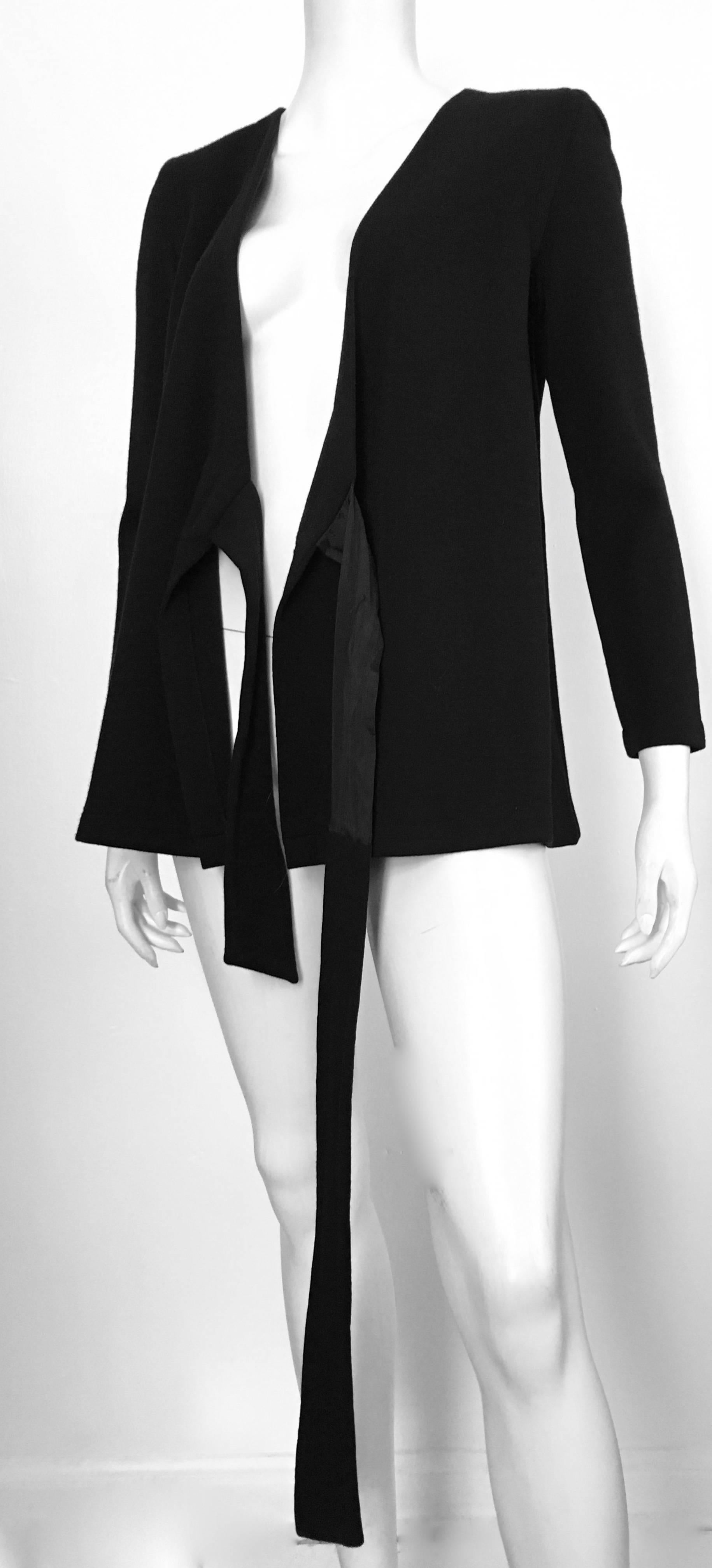 Tom and Linda Platt for Saks Fifth Avenue 1980s Black Wrap Jacket Size Petite. For Sale 3