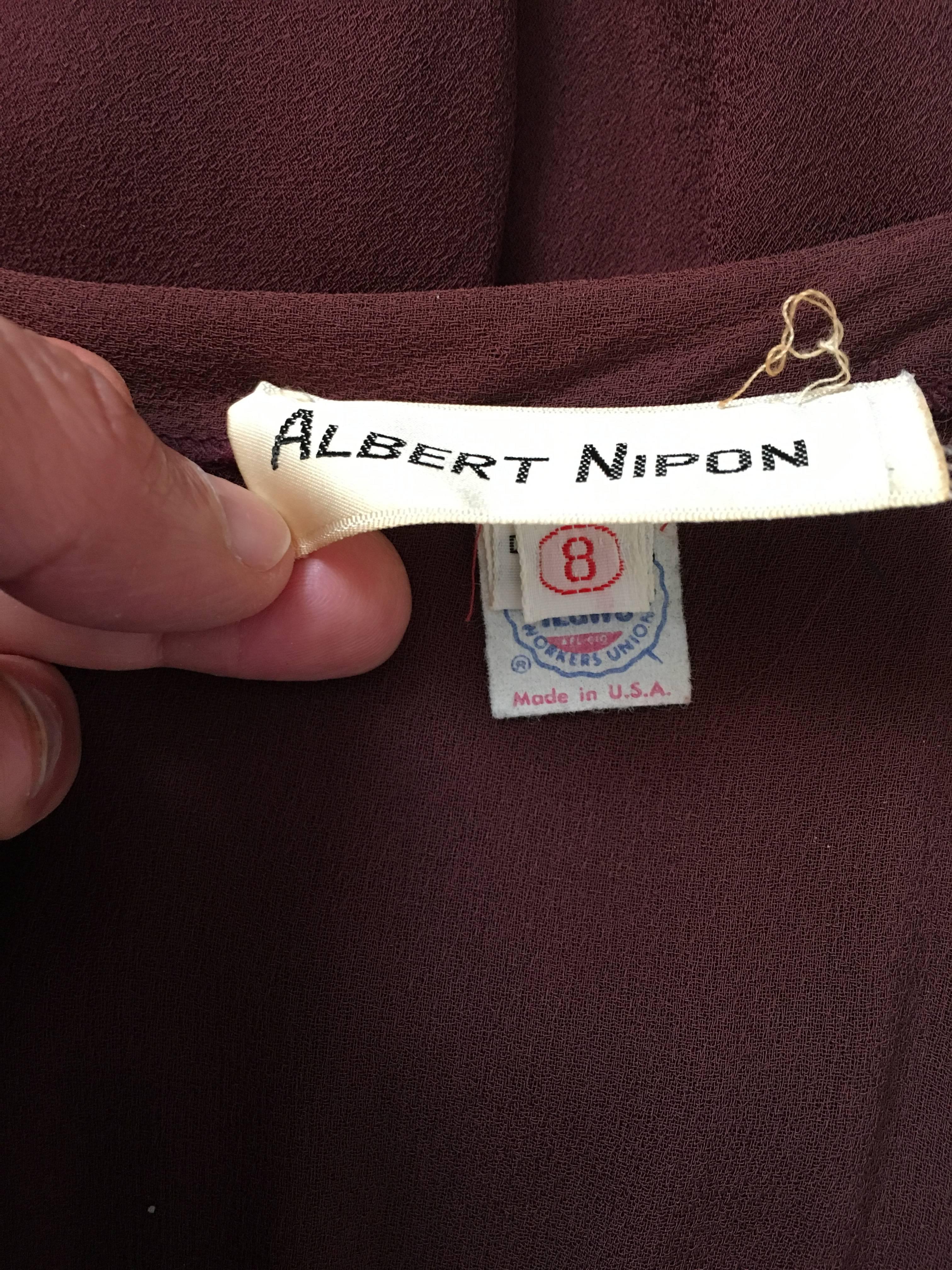 Albert Nipon 1980s Rusty Brown Flowing Dress Size 4.  For Sale 4