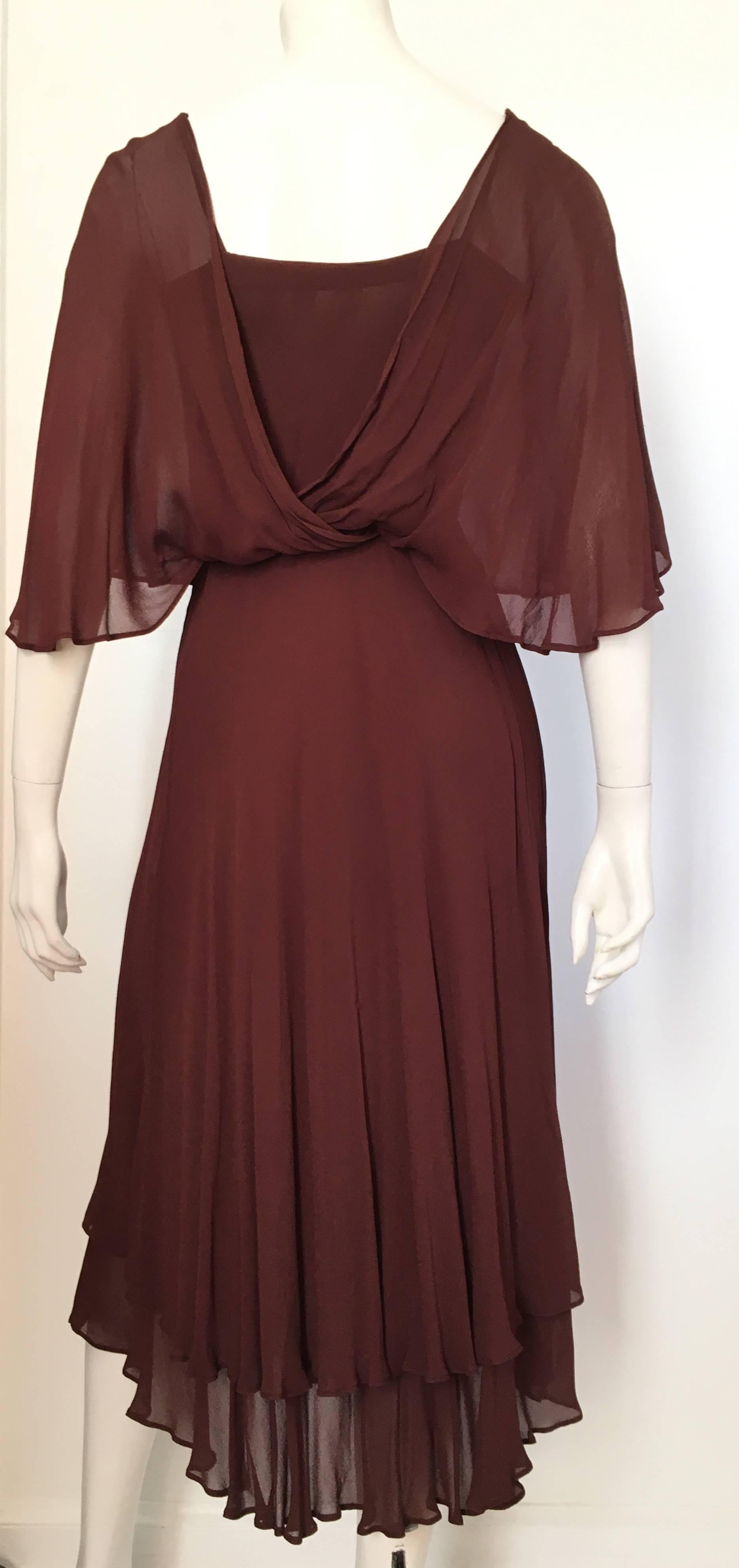 Women's or Men's Albert Nipon 1980s Rusty Brown Flowing Dress Size 4.  For Sale