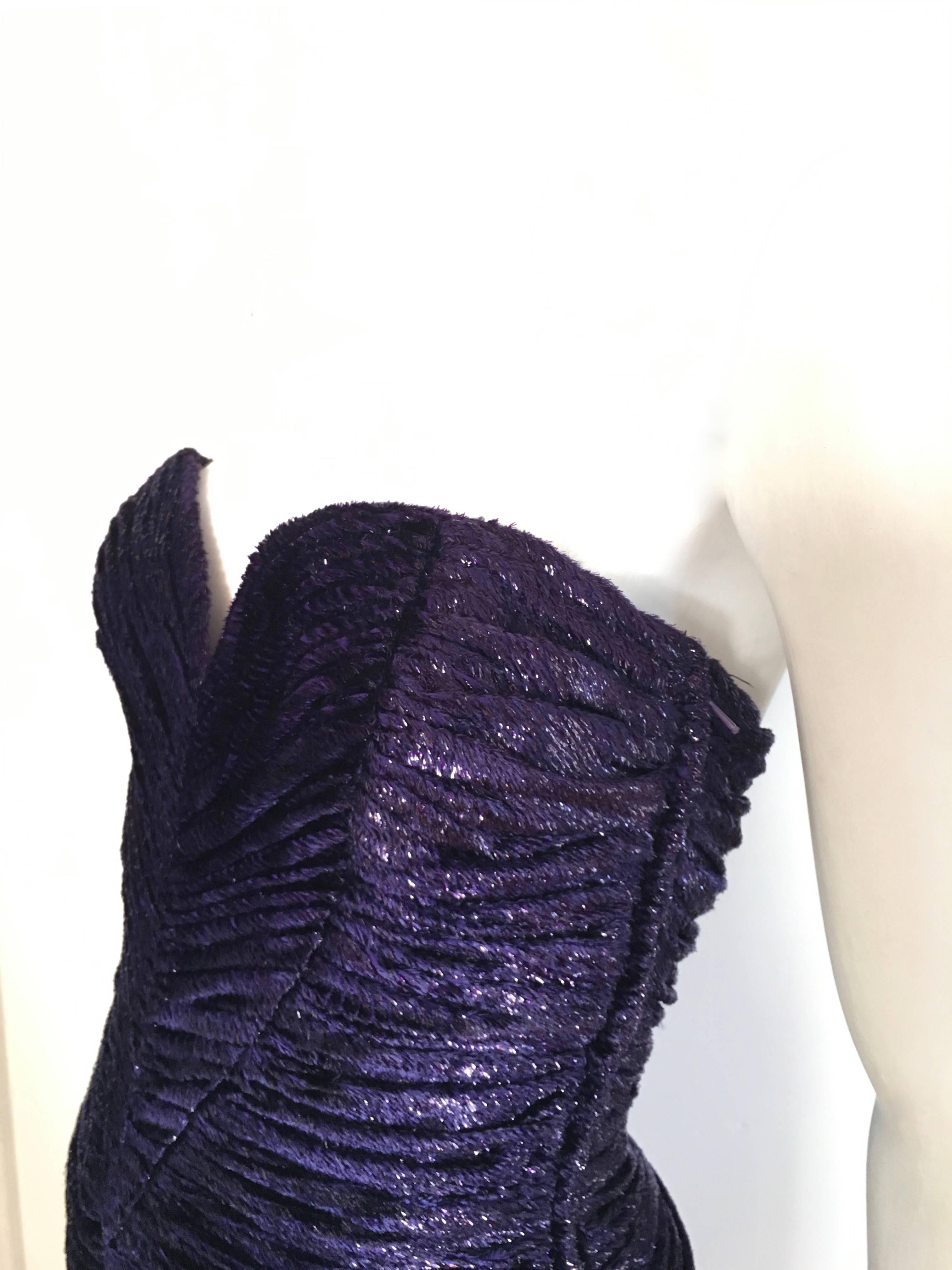 Vicky Tiel 1980s Purple Strapless Cocktail Evening Dress Size 4. For Sale 2