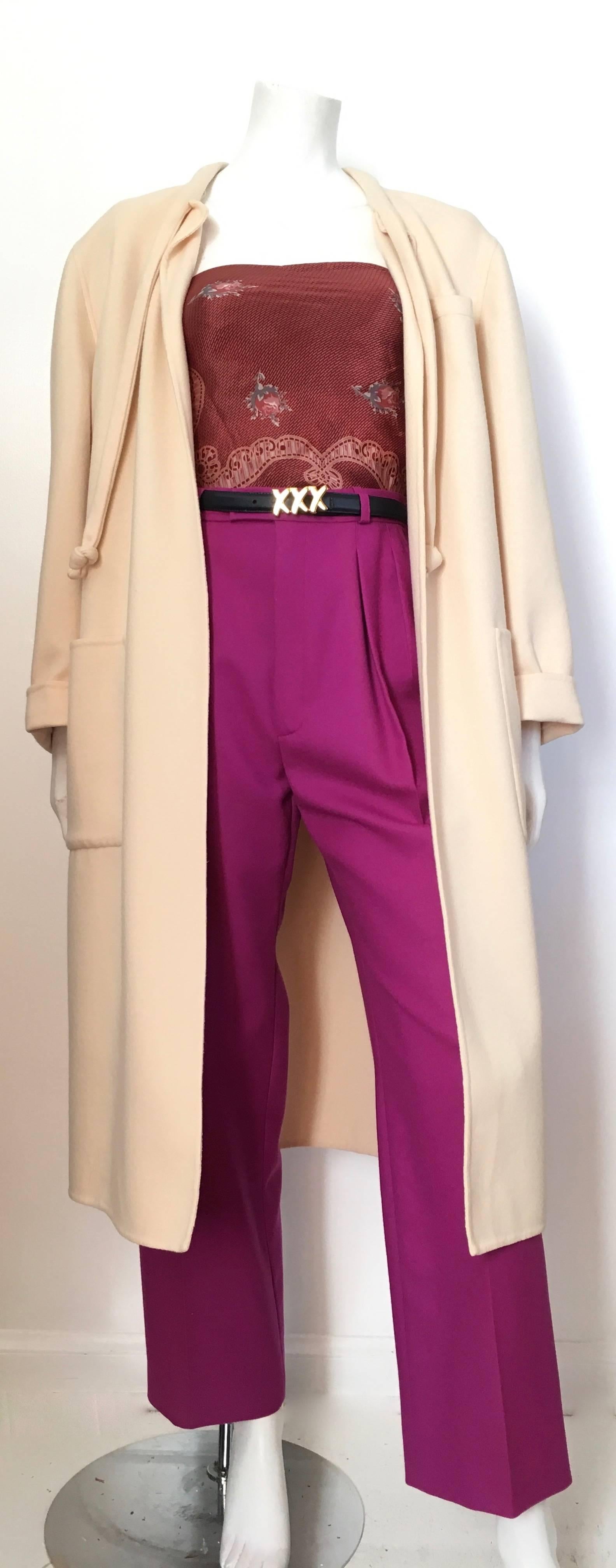 Saint Laurent Rive Gauche 1980s Purple Wool Pleated Pants with Pockets Size 4.  For Sale 3