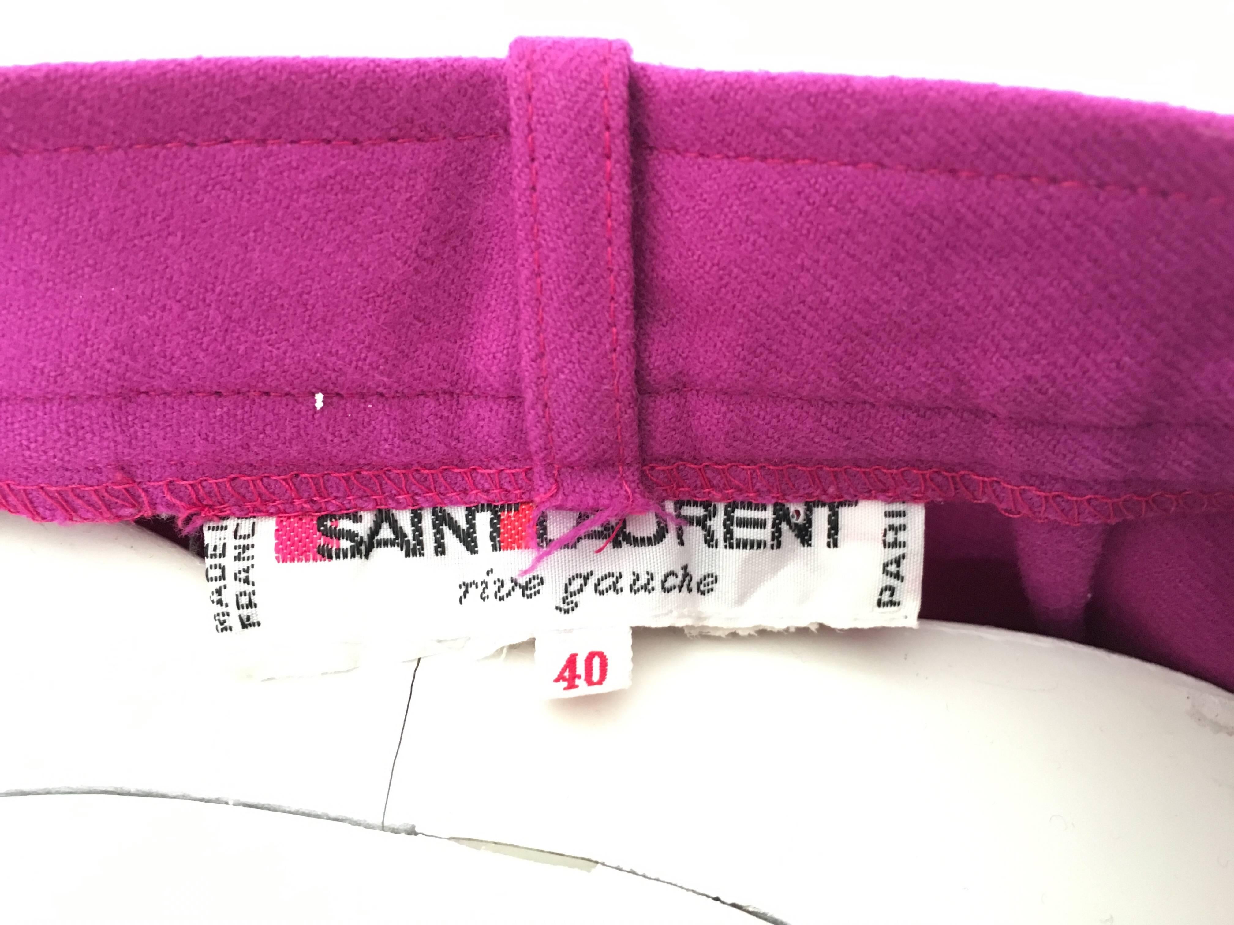Saint Laurent Rive Gauche 1980s Purple Wool Pleated Pants with Pockets Size 4.  For Sale 4