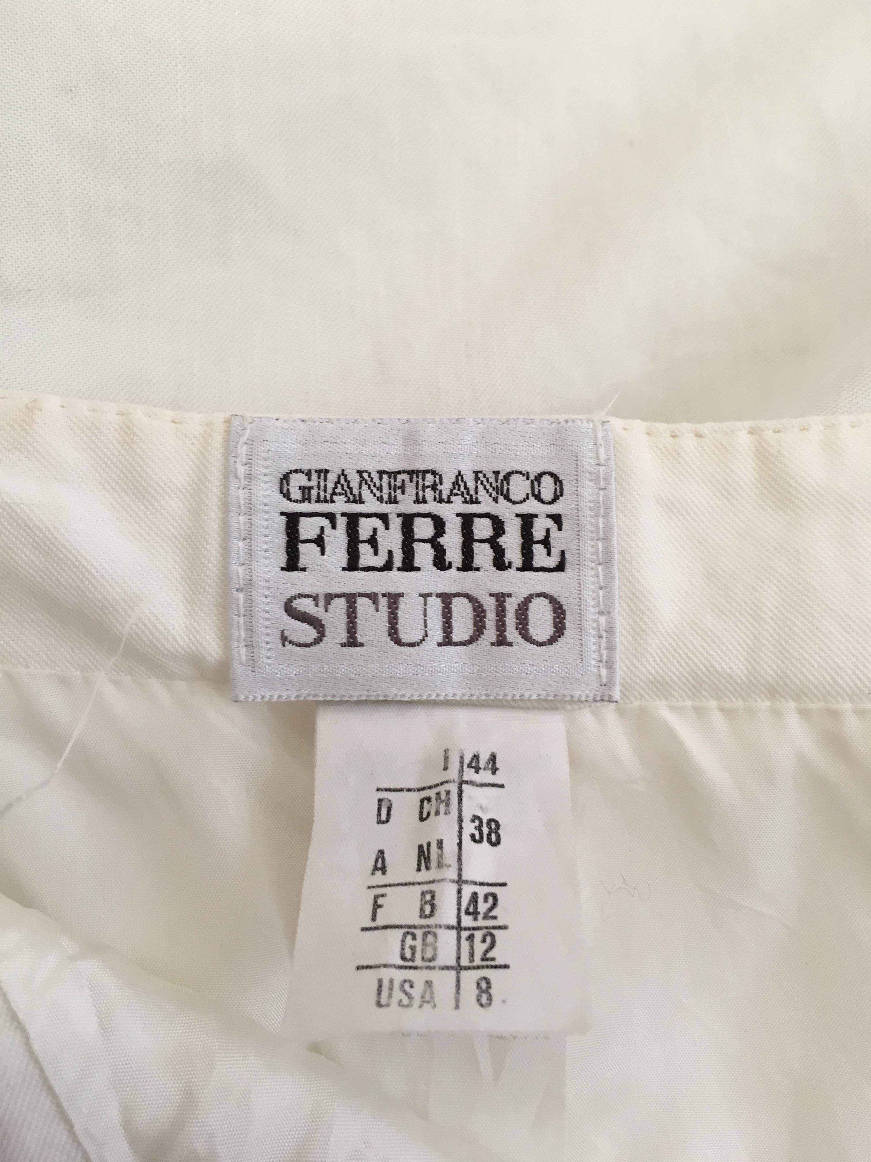 Gianfranco Ferre White Linen Maxi Skirt Size 6  For Sale 2