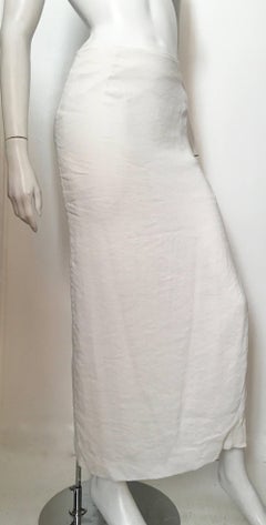 Gianfranco Ferre White Linen Maxi Skirt Size 6