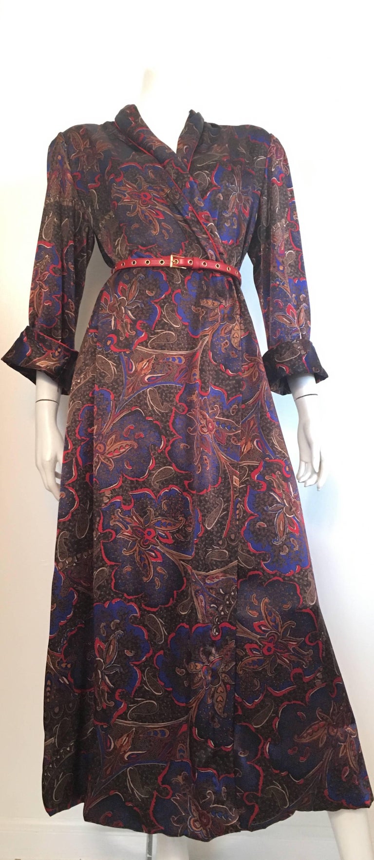 Bill Blass for Neiman Marcus 1980s Paisley Wrap Dress with Pockets Size ...