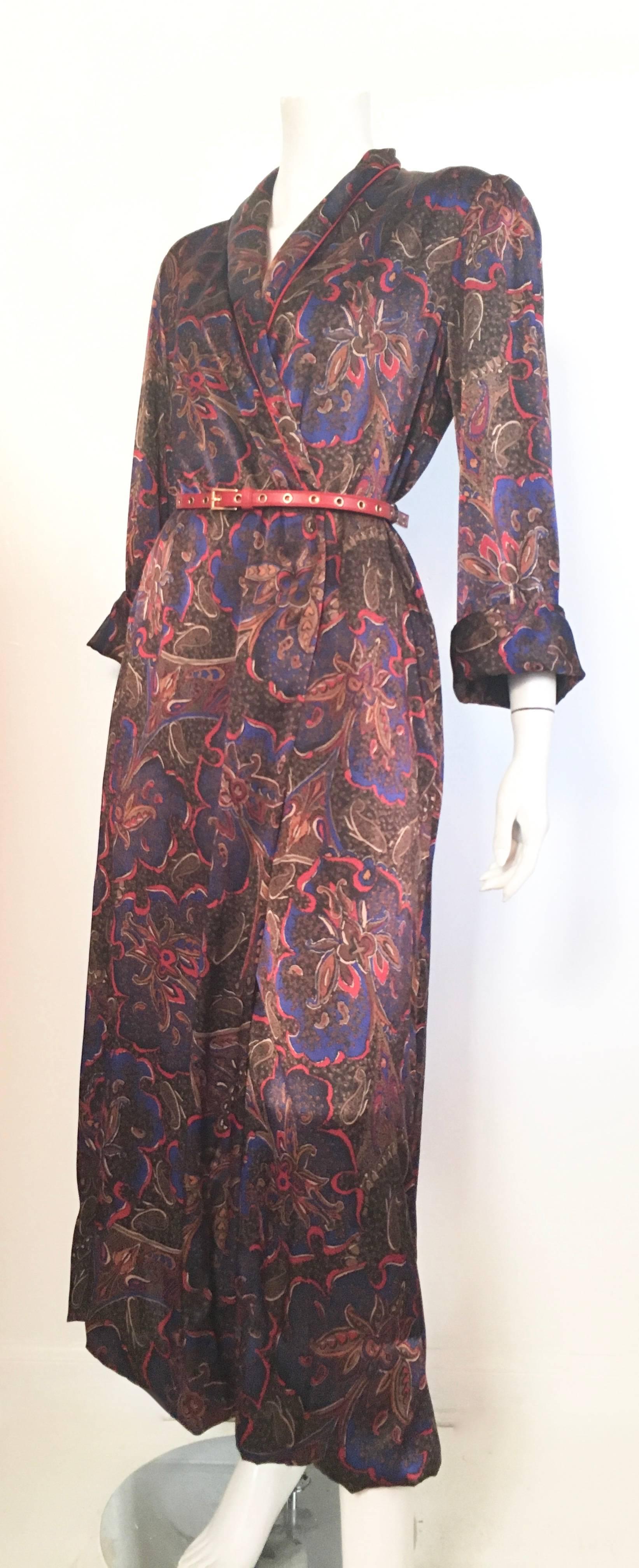 Bill Blass for Neiman Marcus 1980s Paisley Wrap Dress with Pockets Size Medium. For Sale 2