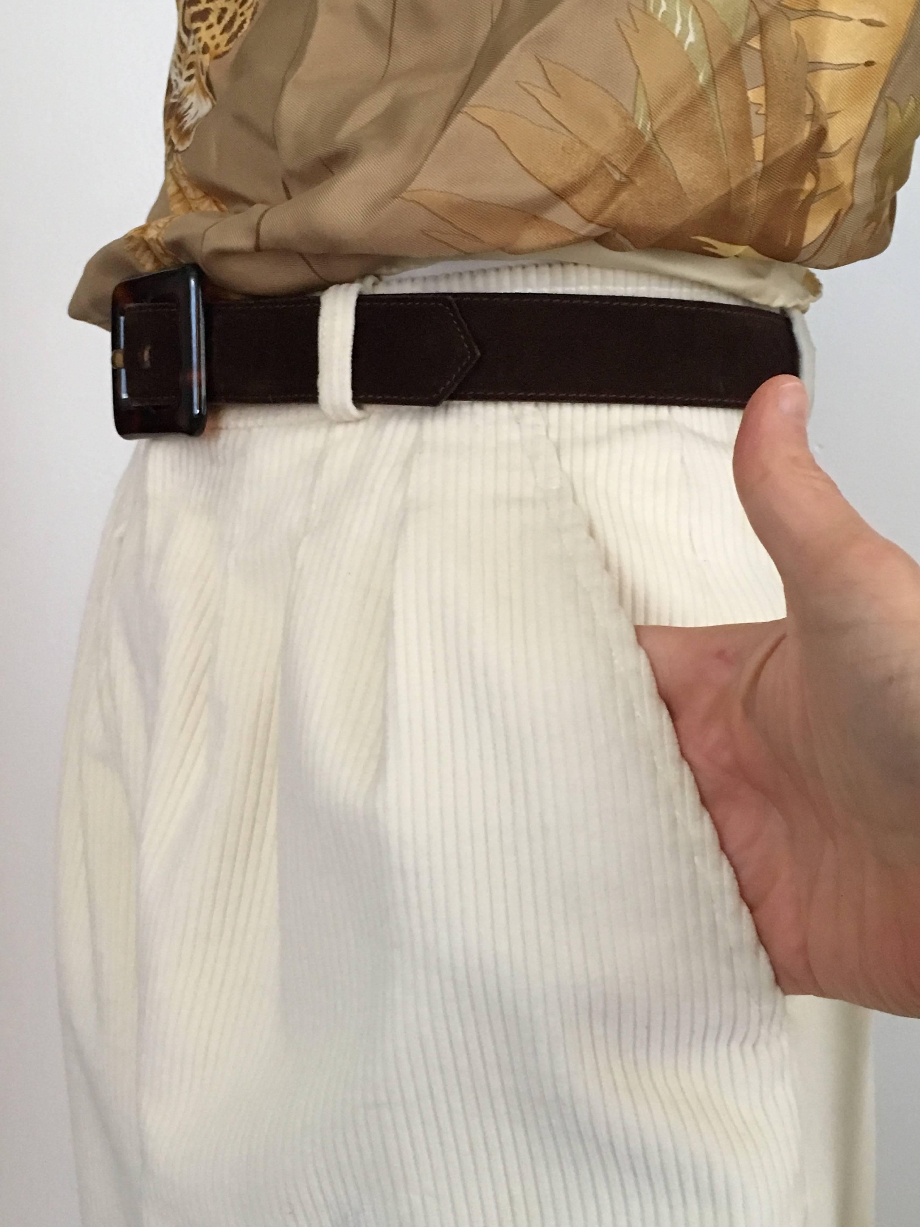Yves Saint Laurent Rive Gauche Cream Corduroy Pants with Pockets Size 4.  1