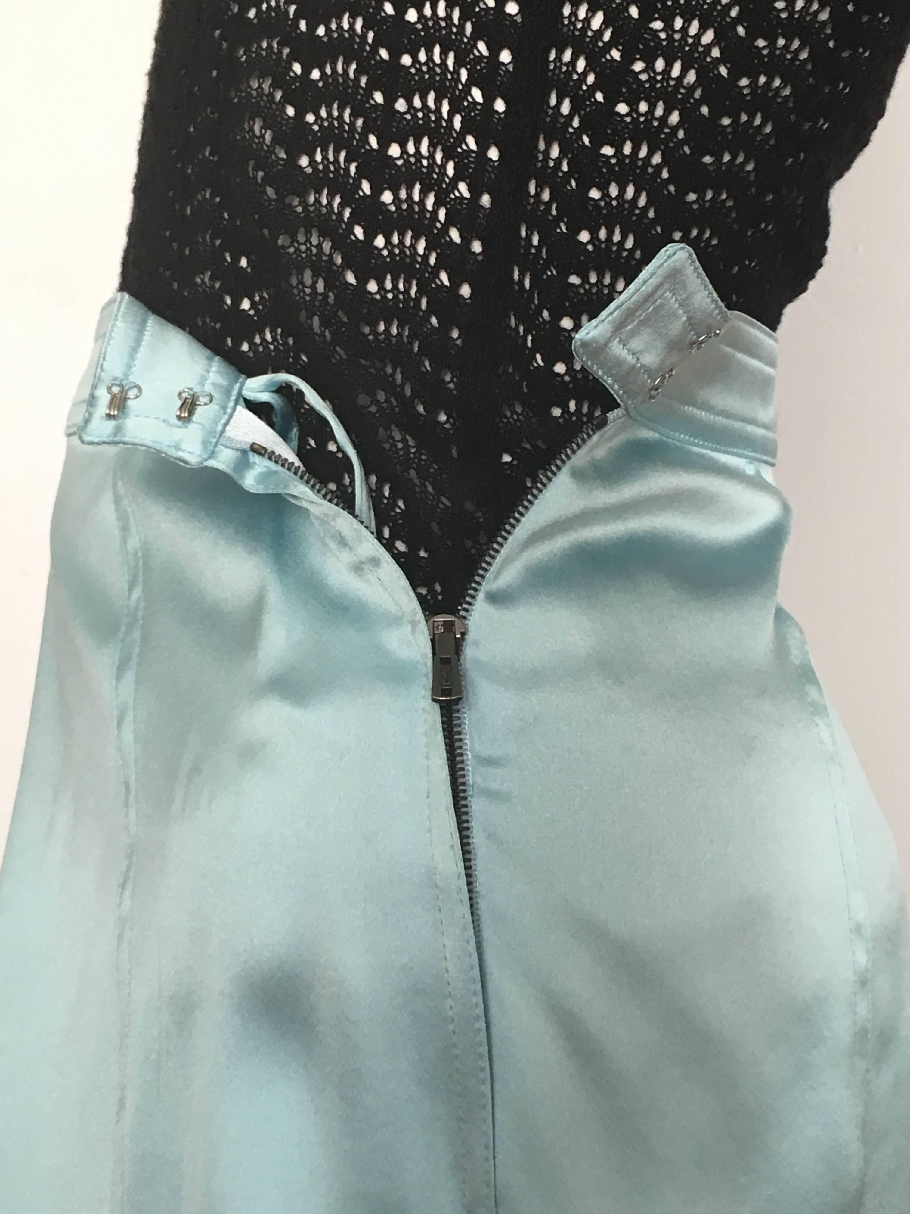 Yves Saint Laurent by Tom Ford Aqua Silk Skirt Size 10  For Sale 1