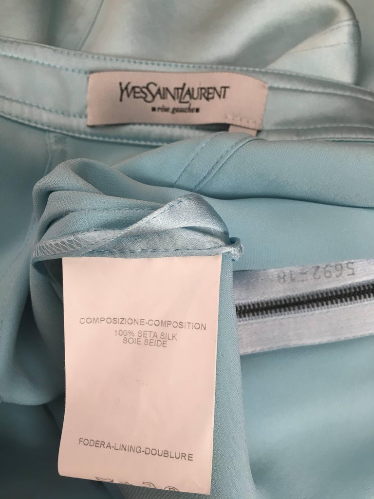 Yves Saint Laurent by Tom Ford Aqua Silk Skirt Size 10 For Sale at 1stdibs
