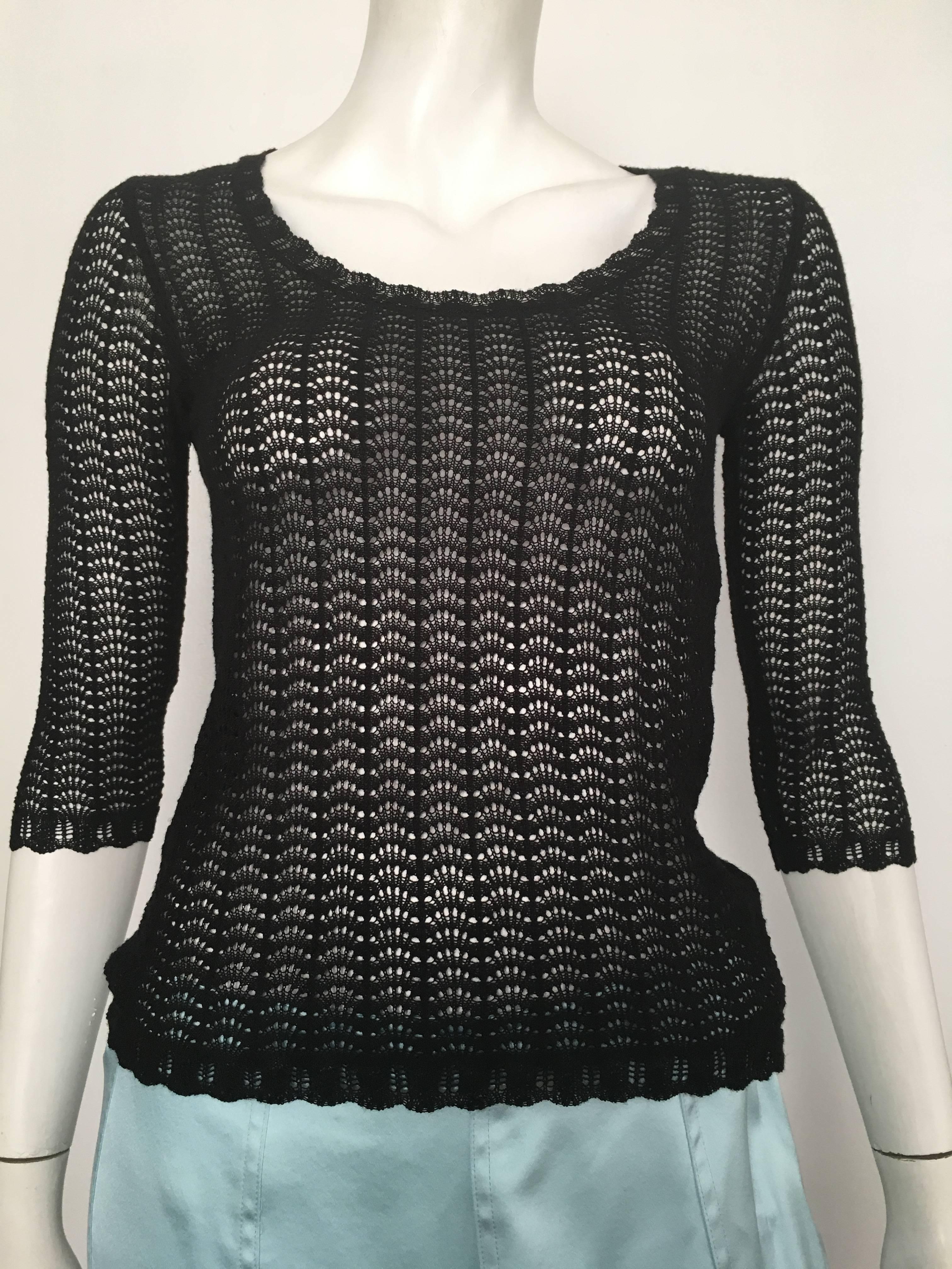 Dolce & Gabbana Sexy Black Sheer Knit Top Size 2 / 4  For Sale 5