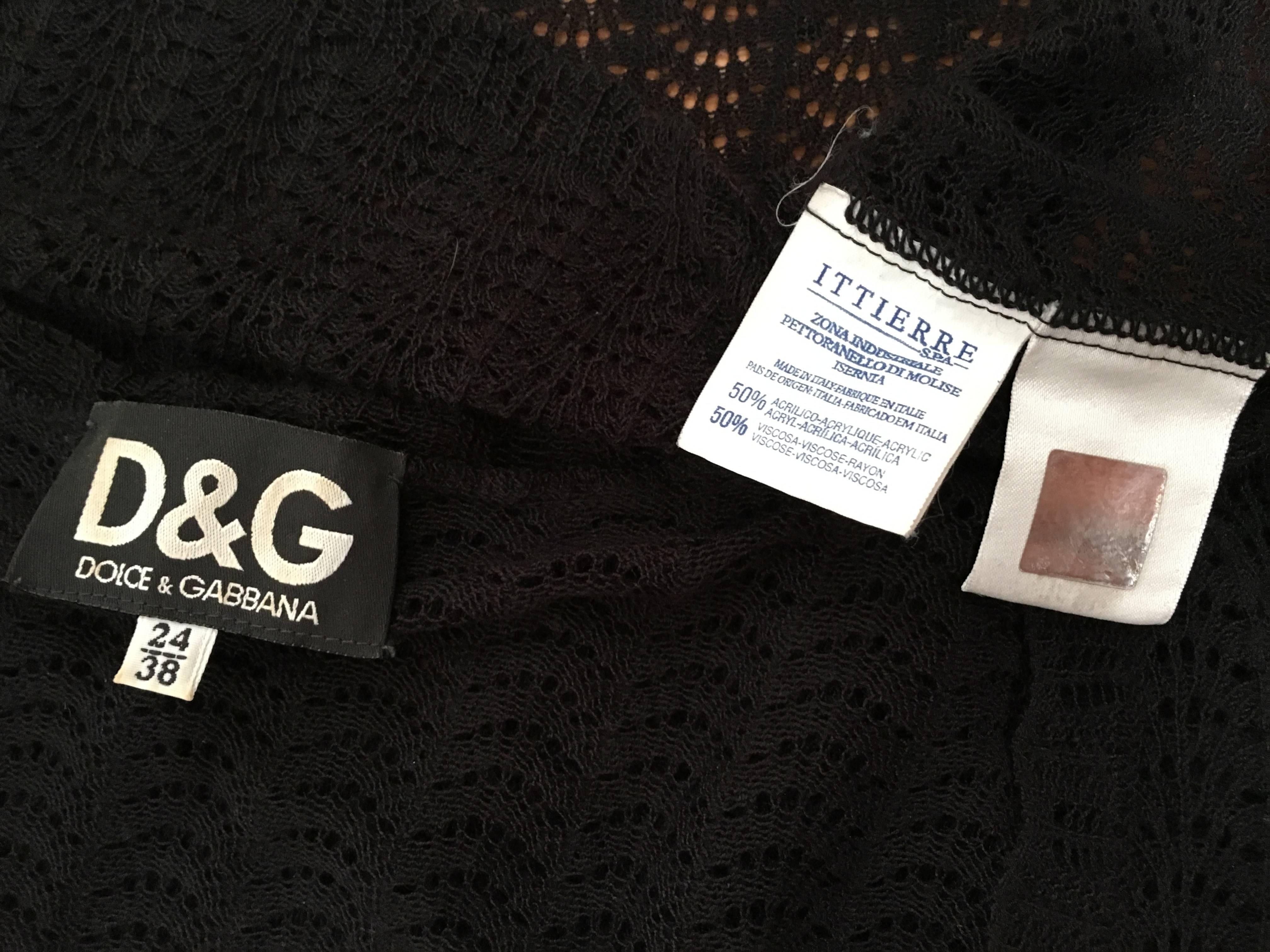 Dolce & Gabbana Sexy Black Sheer Knit Top Size 2 / 4  For Sale 4