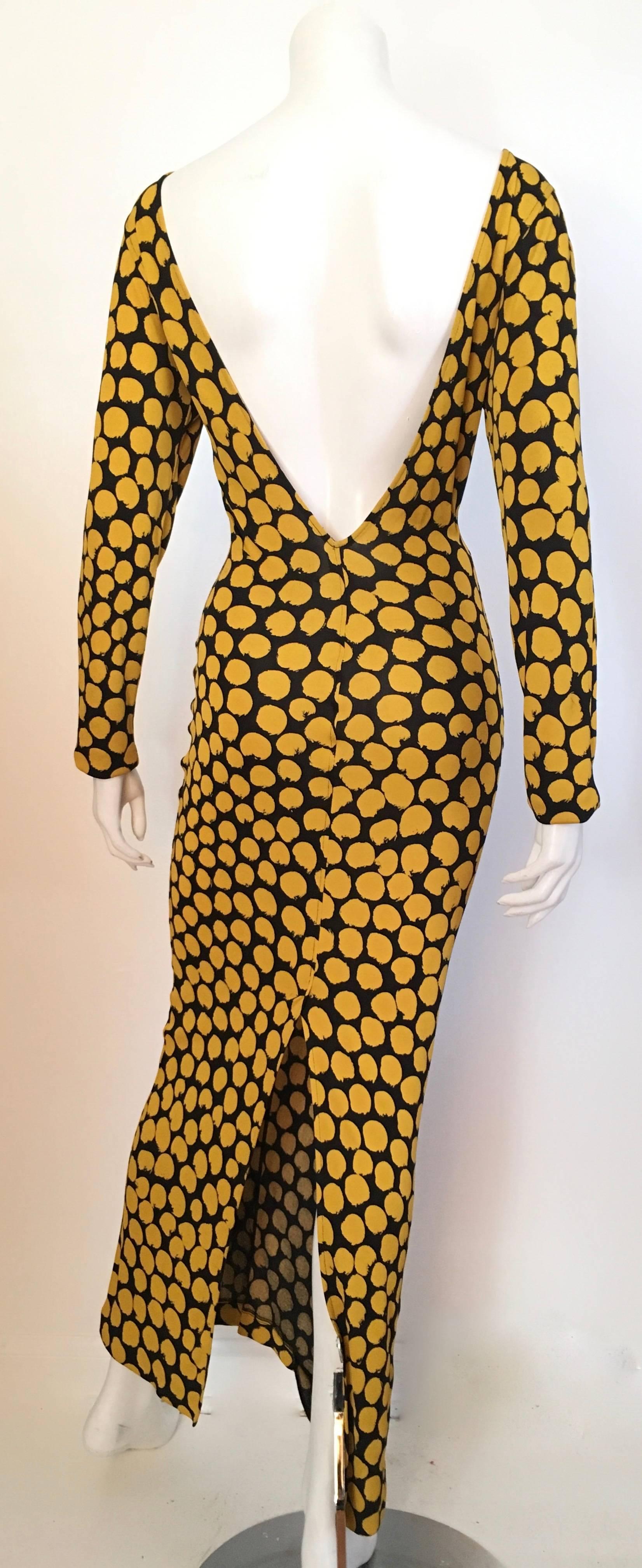 Brown Missoni Yellow & Black Polka Dot Gown Size 4.