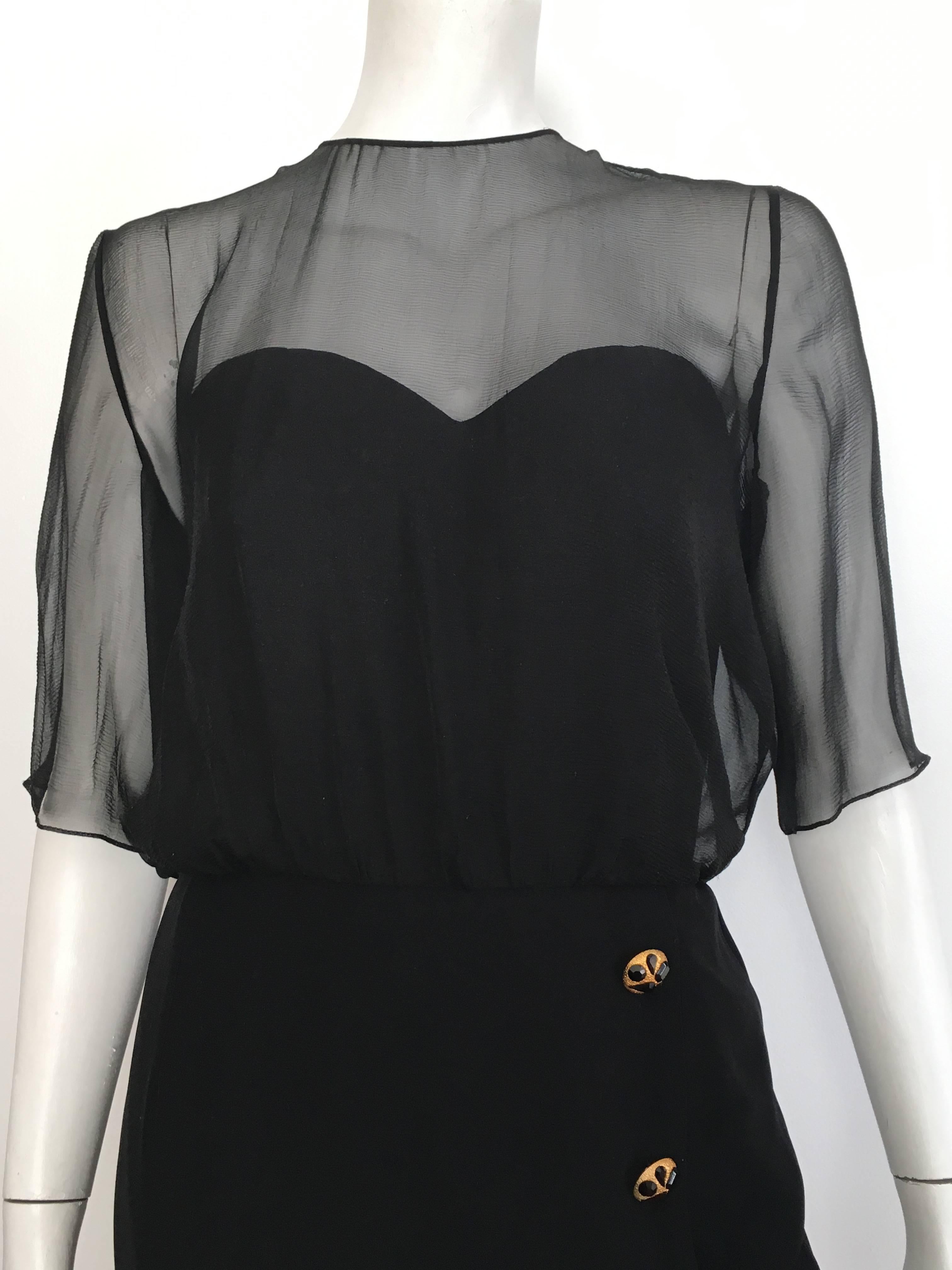 Jean Louis Scherrer Black Evening Cocktail Dress Size 12. For Sale 3