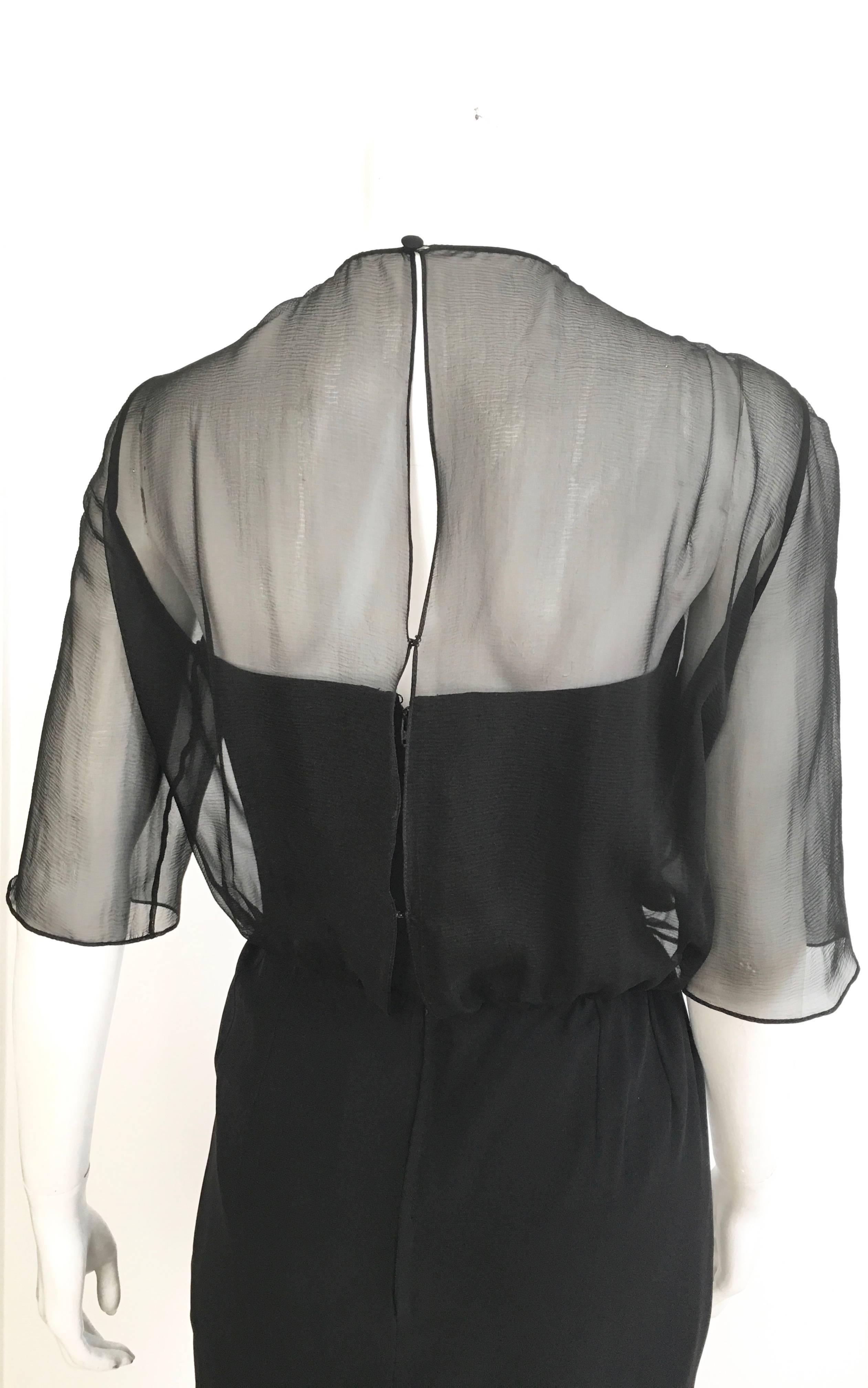 Jean Louis Scherrer Black Evening Cocktail Dress Size 12. In Excellent Condition For Sale In Atlanta, GA