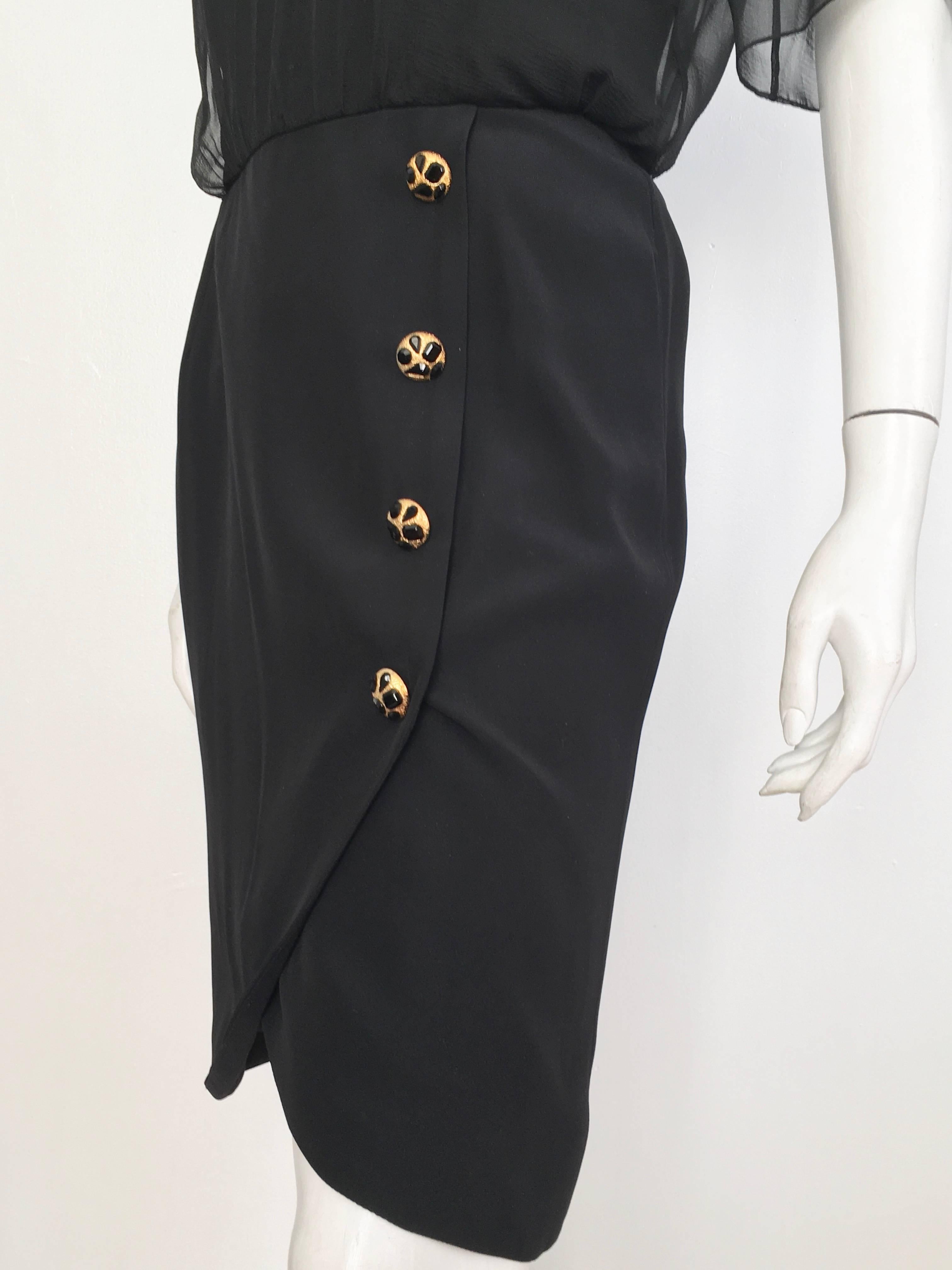 Jean Louis Scherrer Black Evening Cocktail Dress Size 12. For Sale 2