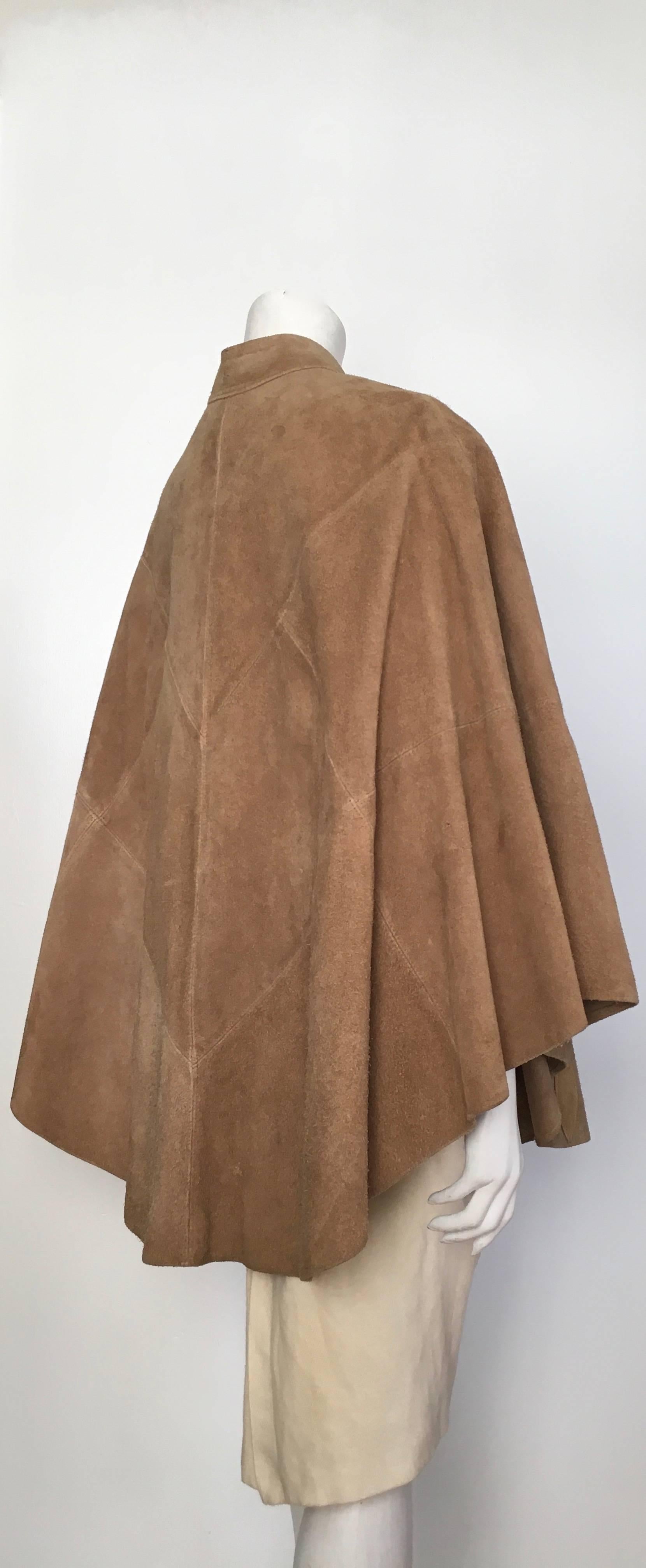 Brown Queen of Capes Tan Suede Zipper 'Tree of Life' Cape. For Sale