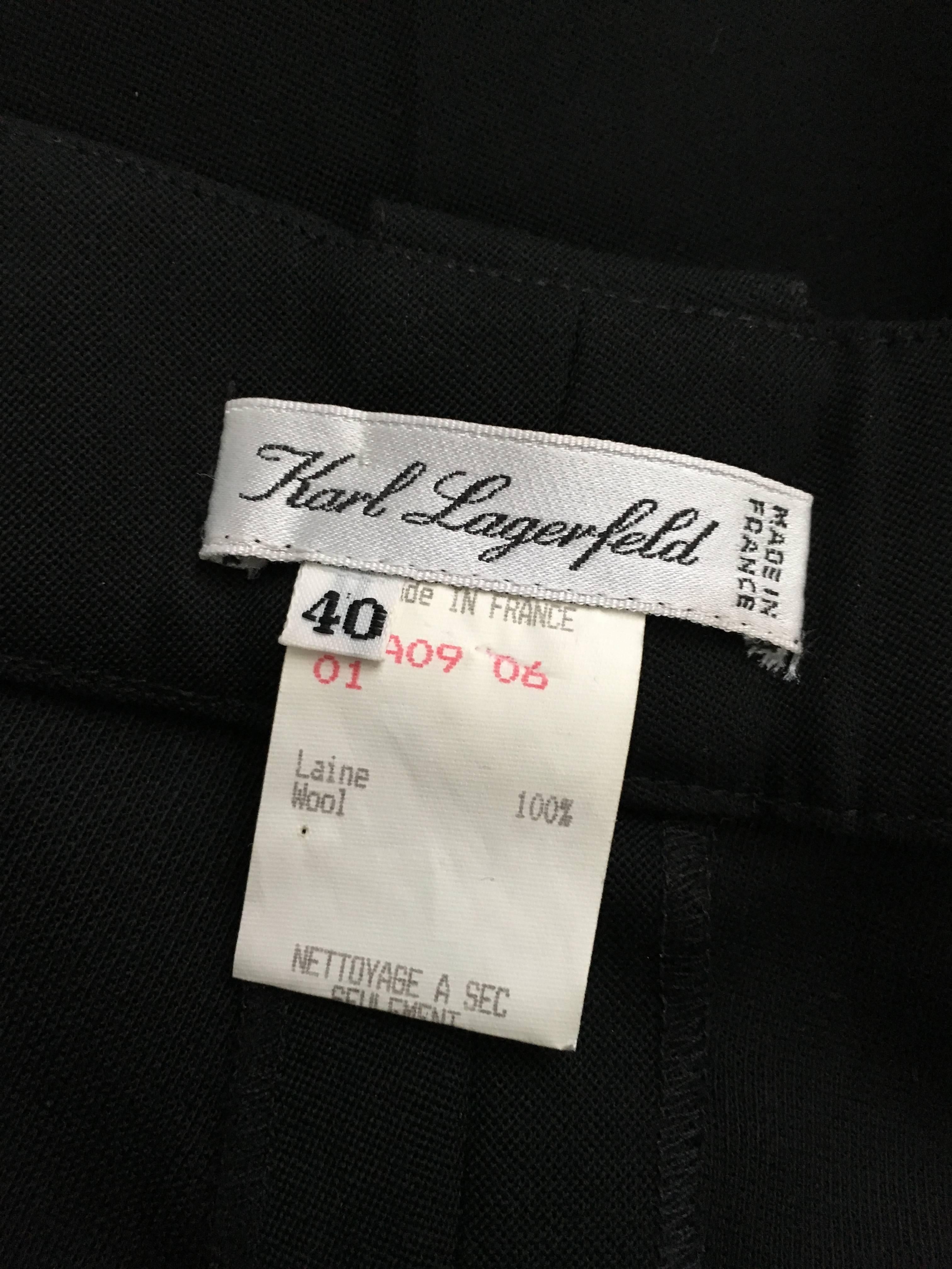 Karl Lagerfeld 1980s Black Wool Pleated Pants Size 4/6. For Sale 6