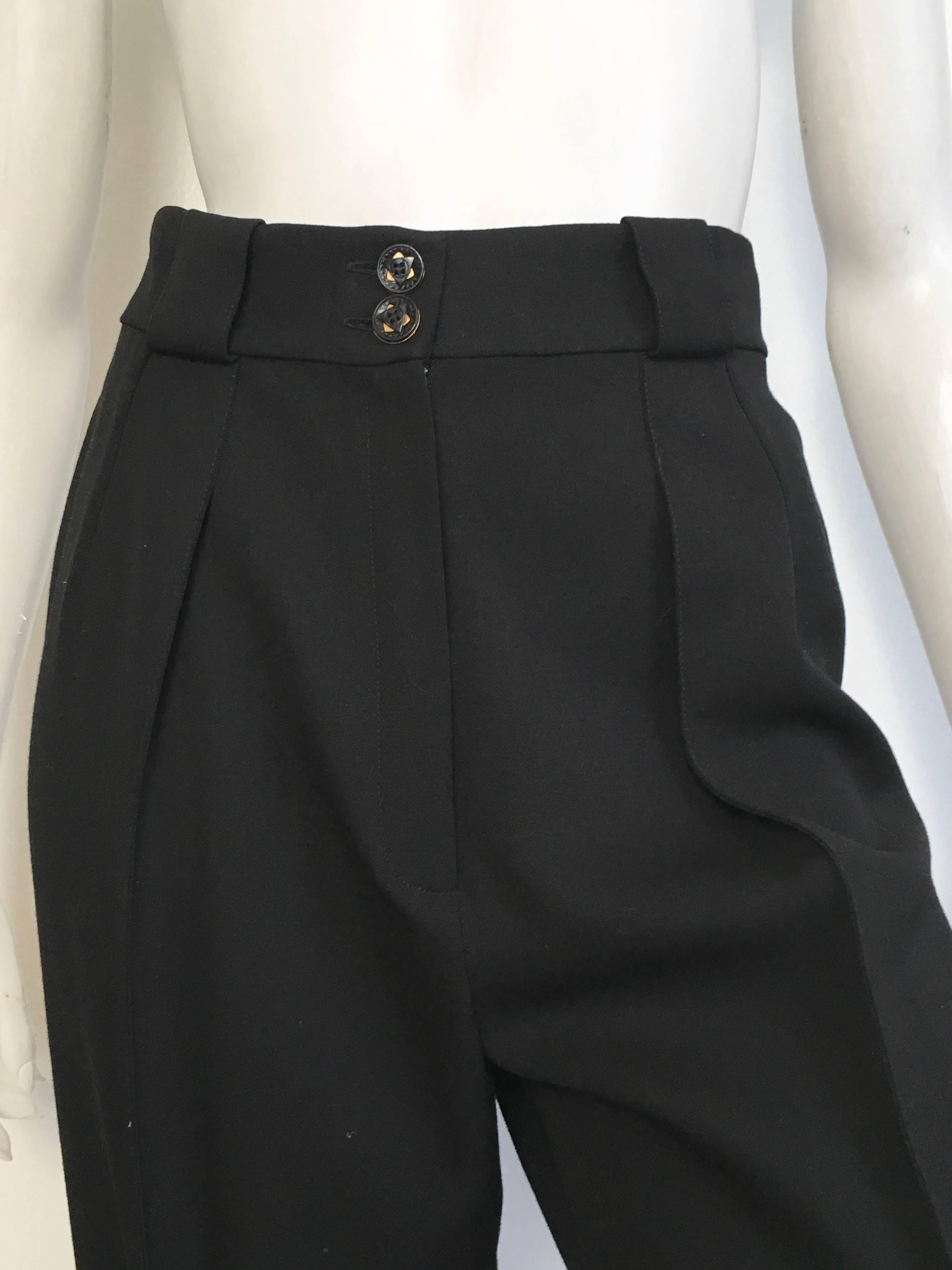 Women's or Men's Karl Lagerfeld 1980s Black Wool Pleated Pants Size 4/6. For Sale