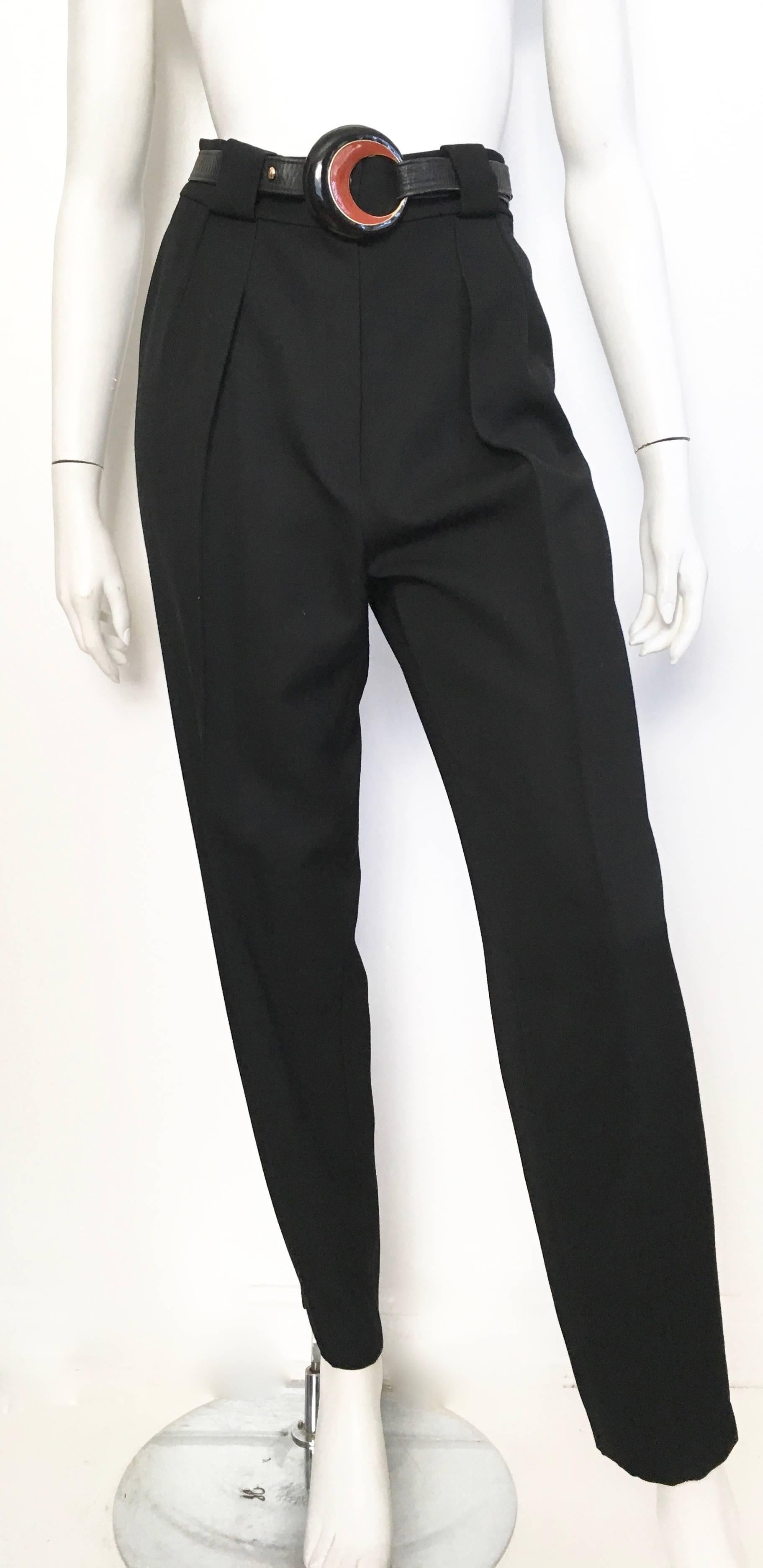 Karl Lagerfeld 1980s Black Wool Pleated Pants Size 4/6. For Sale 1
