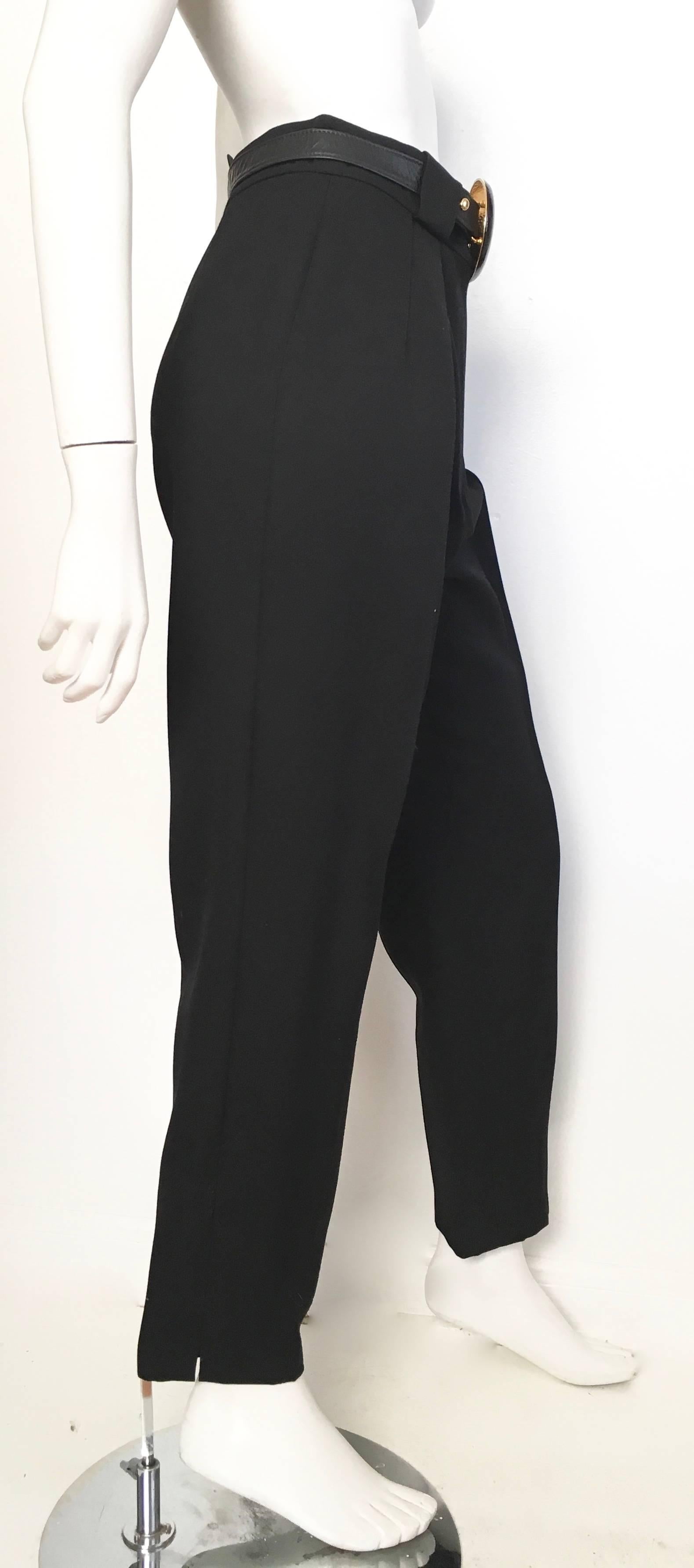 Karl Lagerfeld 1980s Black Wool Pleated Pants Size 4/6. For Sale 2