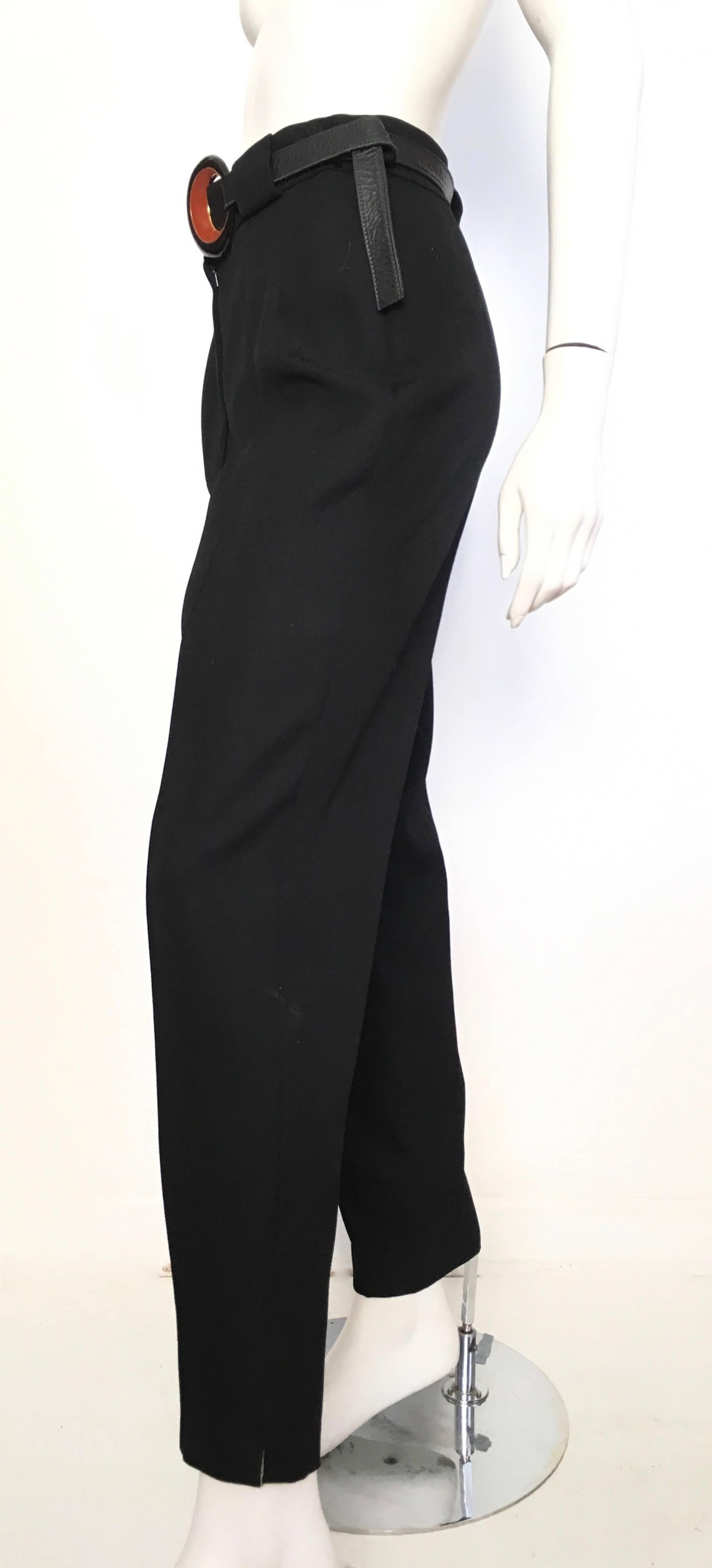 Karl Lagerfeld 1980s Black Wool Pleated Pants Size 4/6. For Sale 4