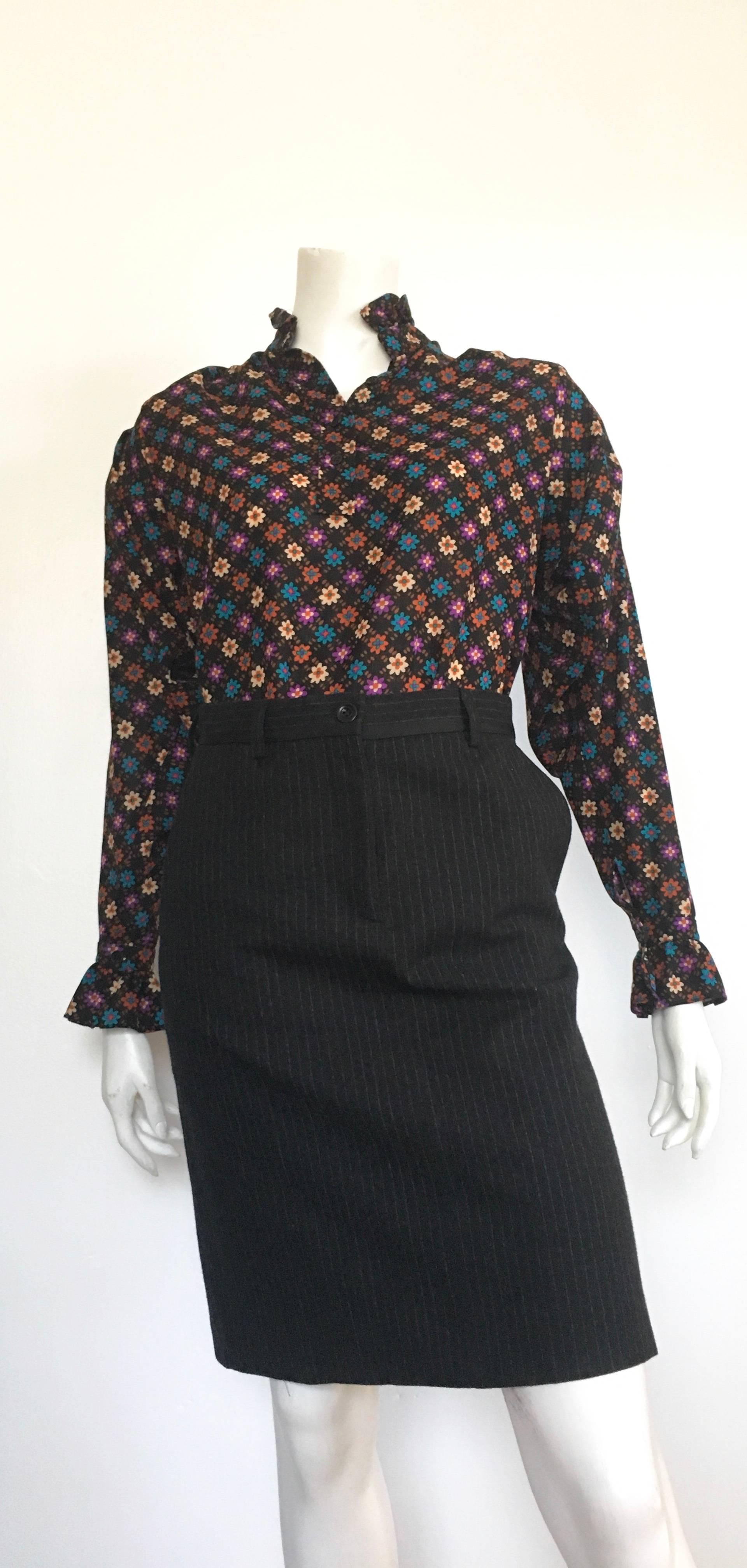 Dries Van Notes black wool pen strip skirt with pockets is a Belgian size 36 and fits like an USA 4/6.  The waist is 29" so please grab your tape measure and measure your waist & hips to make certain that this skirt will fit your lovely